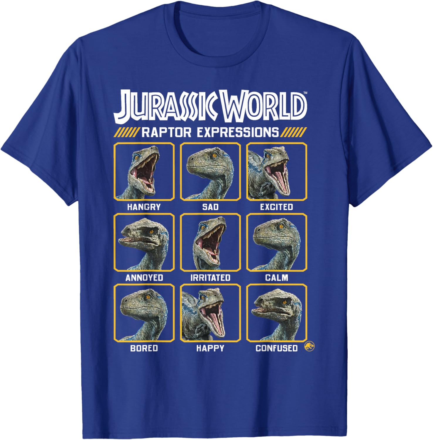 Jurassic World Blue Raptor Expressions Graphic Tee for Kids and Adults - 1