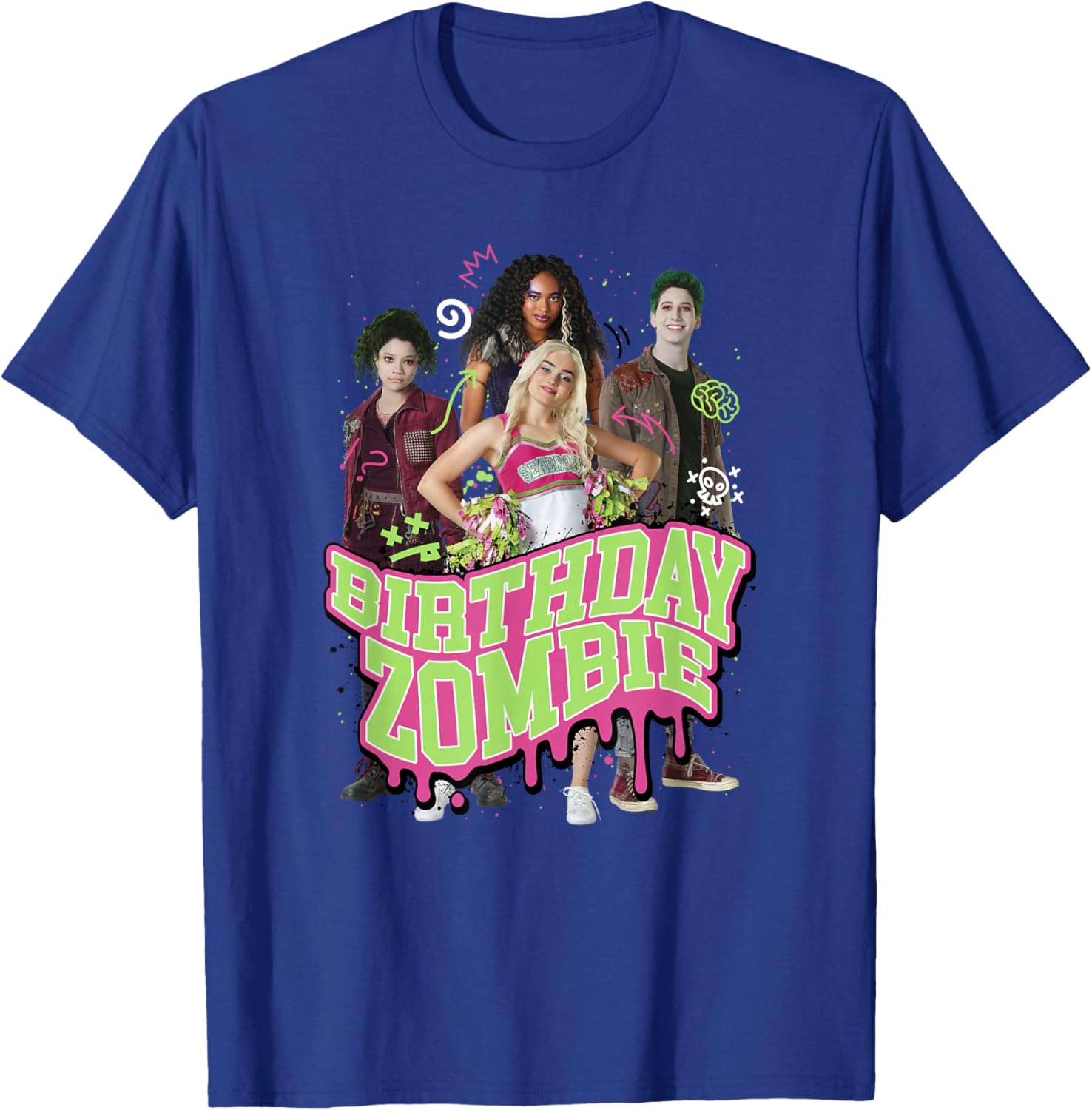 Disney Zombies Birthday Zombie Group Poster T-Shirt for Kids and Fans - 2