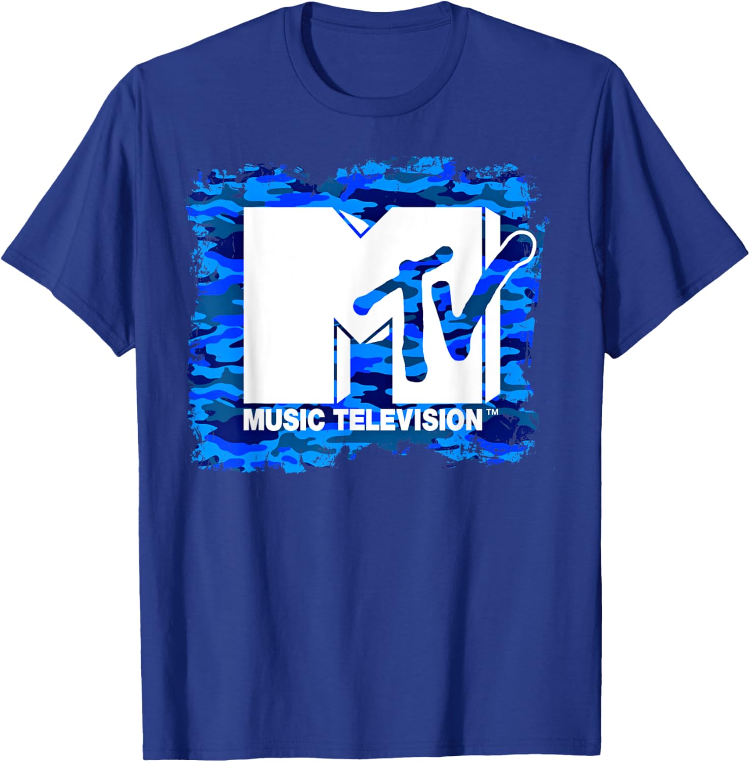 Mademark x MTV Fun Blue Camo Logo T-Shirt for Trendy Style - 3