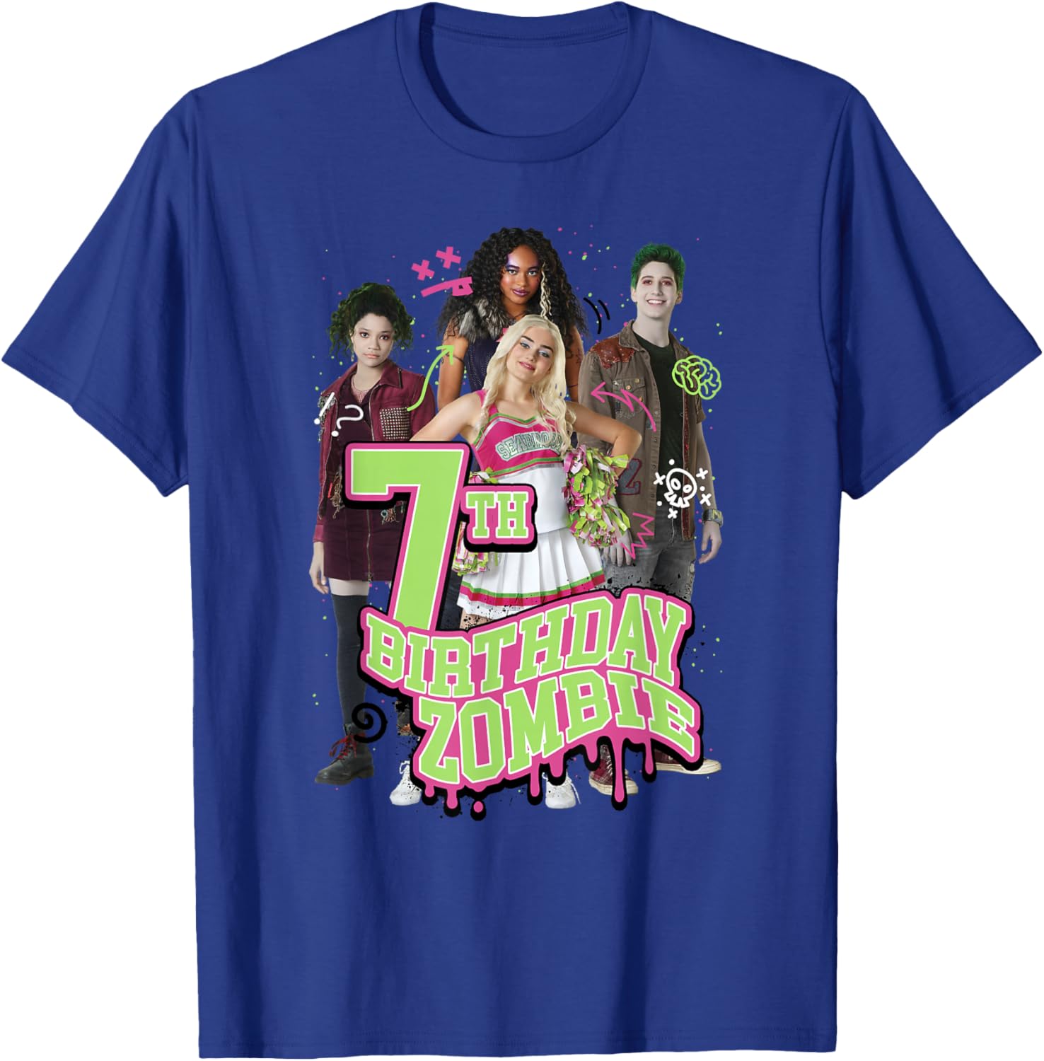 Disney Zombies 7th Birthday Zombie Group Poster T-Shirt for Kids - 11