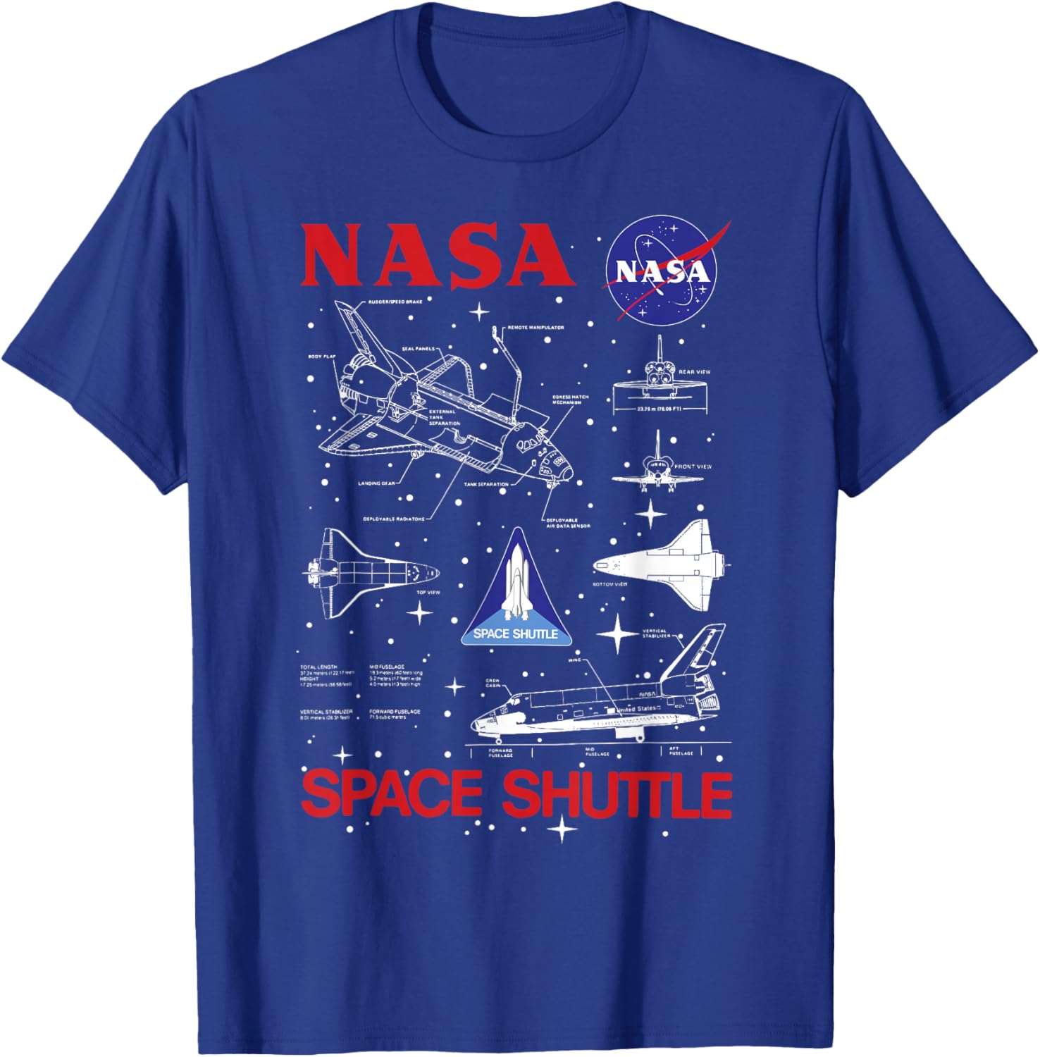 NASA Space Shuttle Blueprint T-Shirt for Space Enthusiasts and Fans - 14