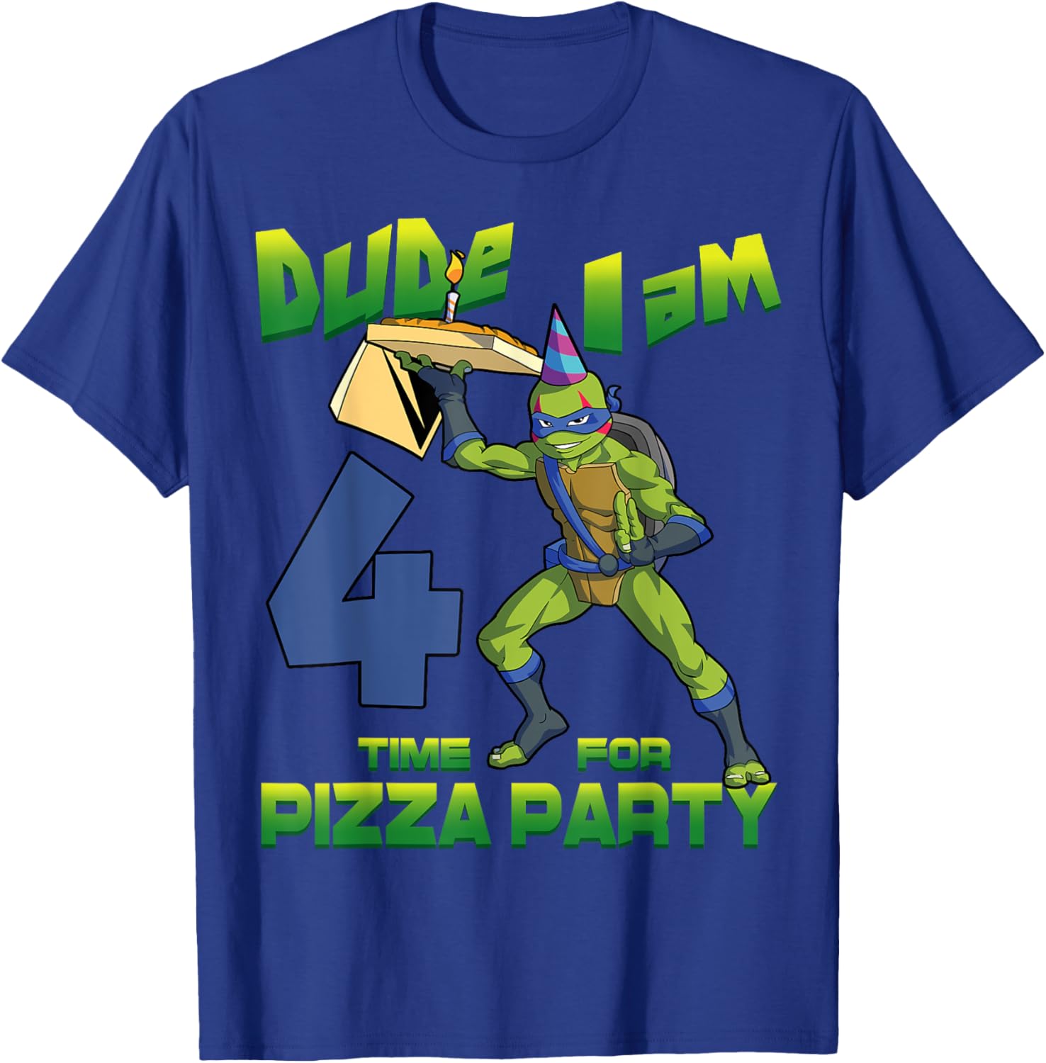 TMNT Leo Pizza Birthday Party T-Shirt for 4 Year Olds - Fun Design - 1