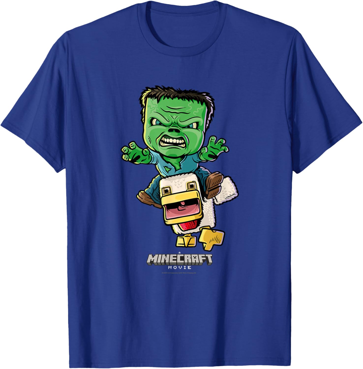 Minecraft Chicken Jockey Baby Zombie Animated T-Shirt for Kids and Fans - 16