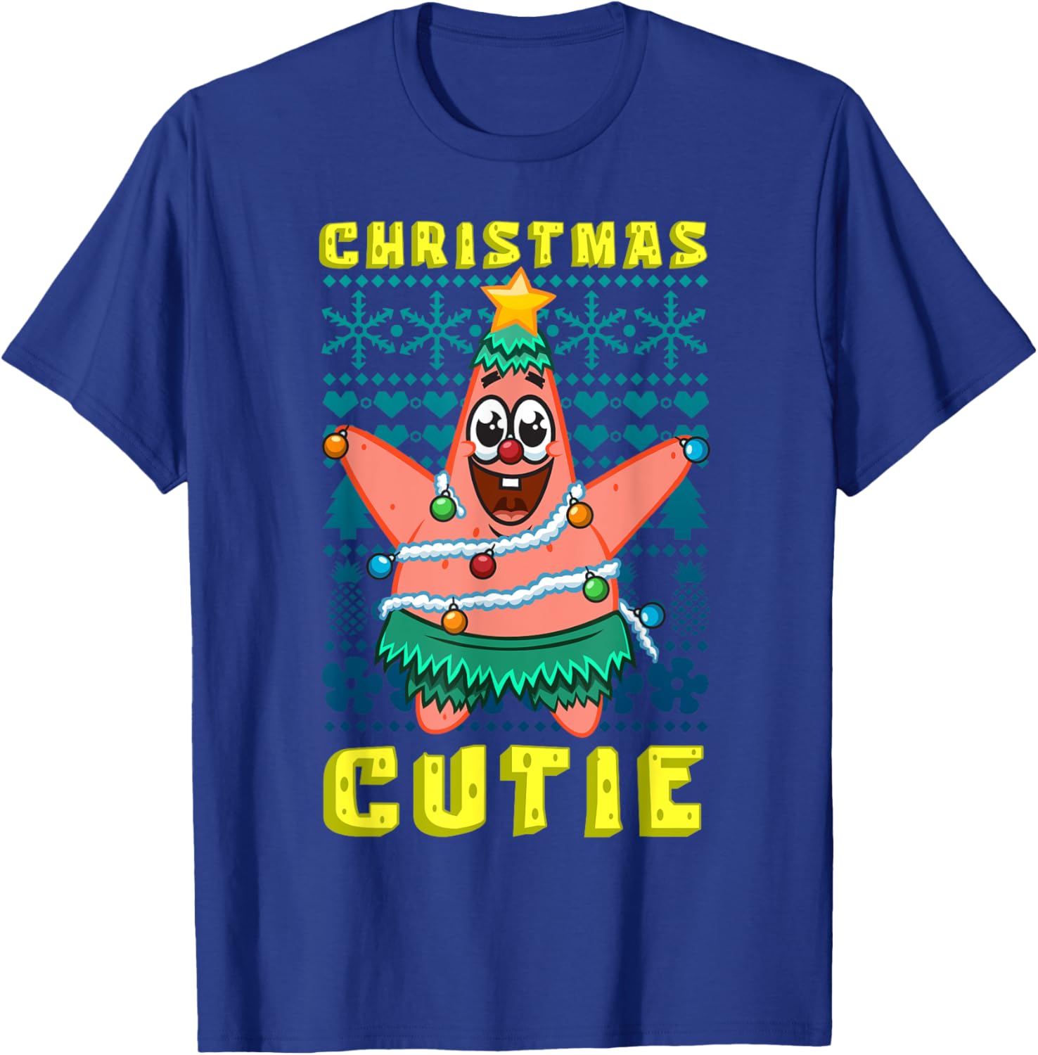 SpongeBob Patrick Star Christmas T-Shirt Cute Holiday Lights Design - 3