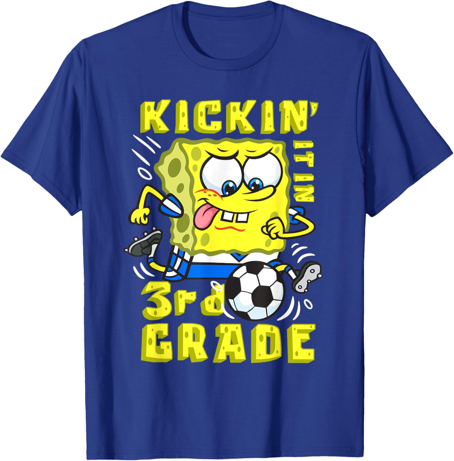 SpongeBob Kickin It in 3rd Grade Soccer T-Shirt - Fun Gift for Kids - 6