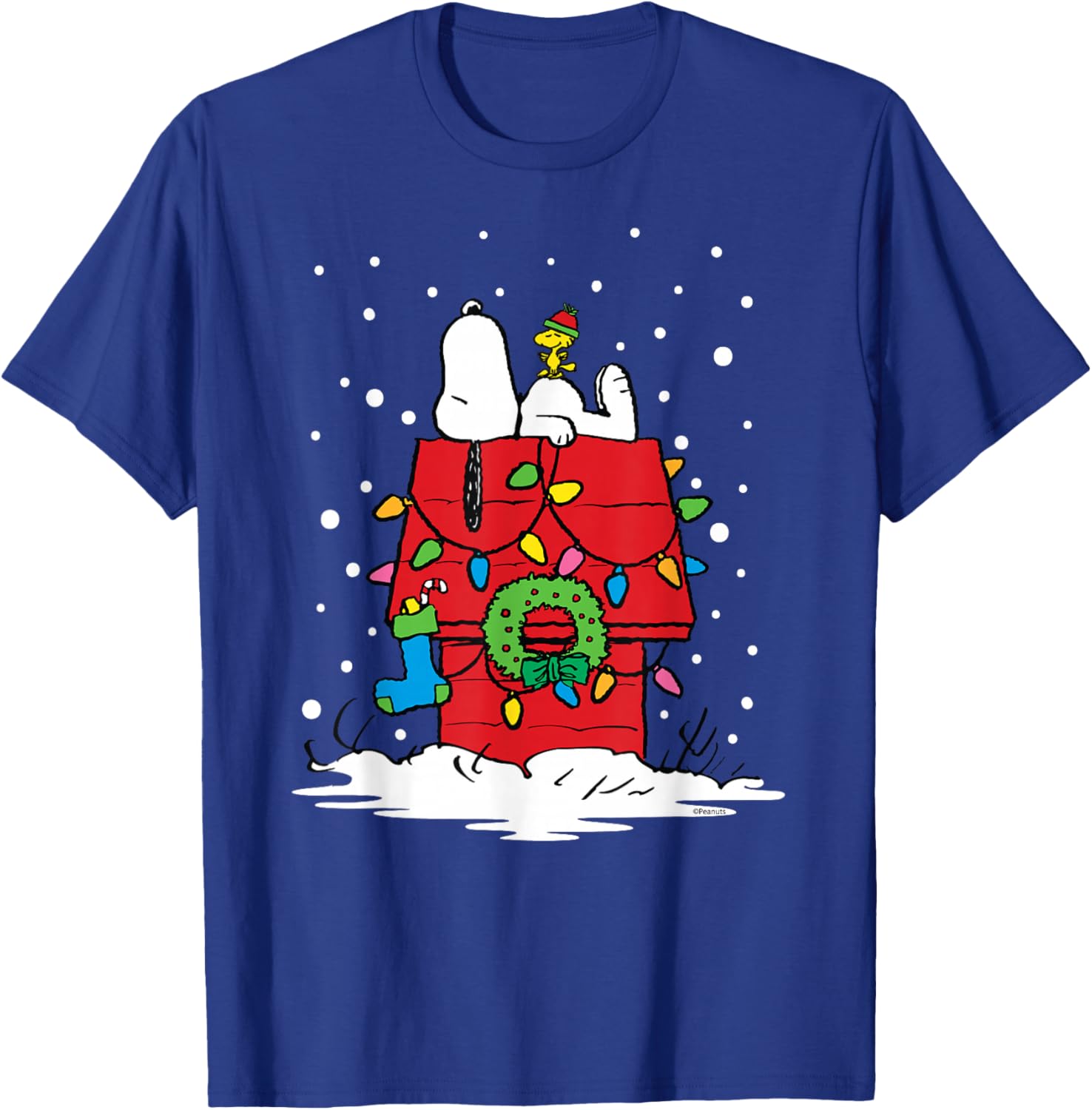 Peanuts Snoopy Woodstock Holiday Stocking T-Shirt for Festive Fun - 13
