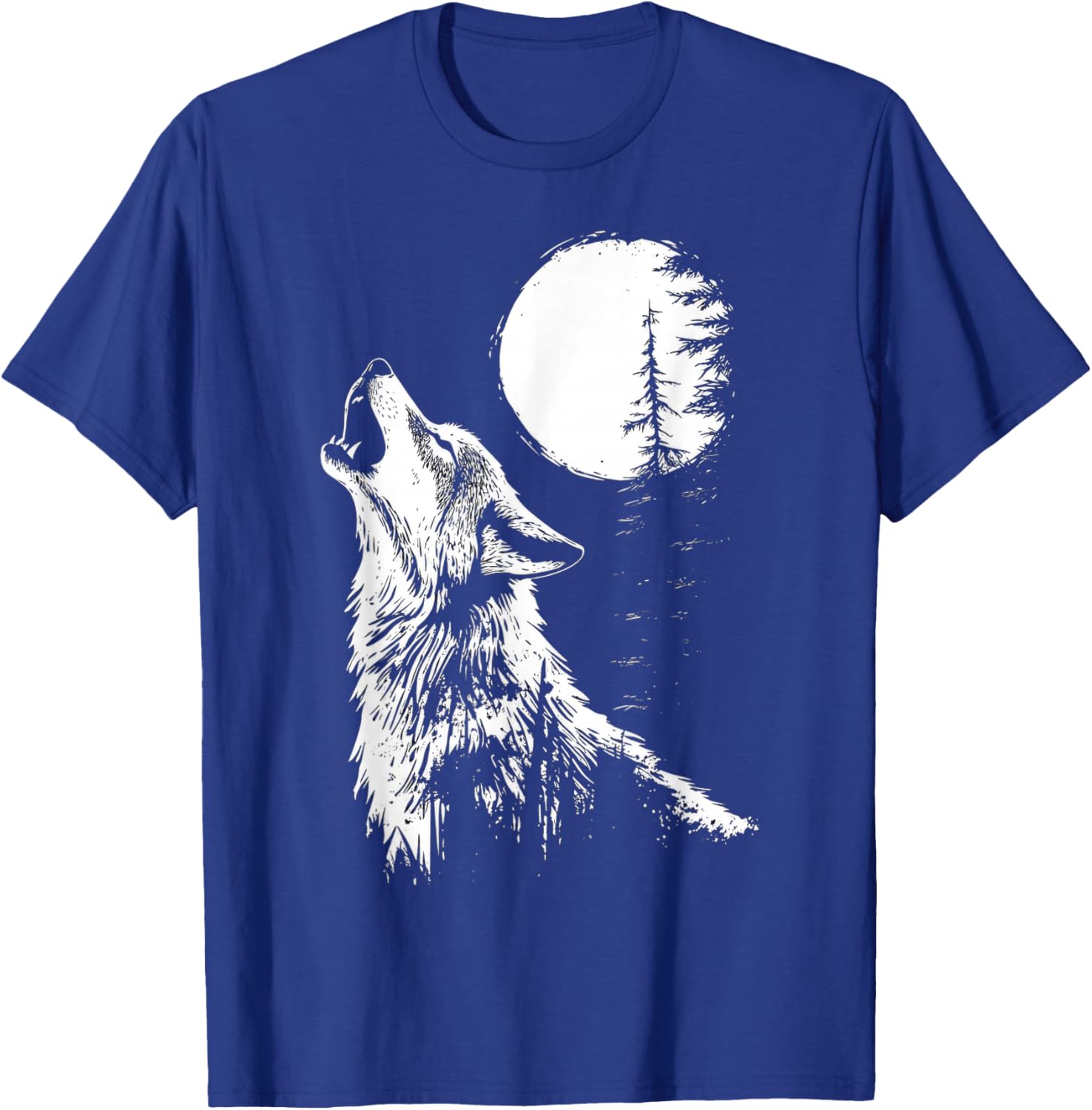 Howling Wolf Graphic Tee Moon Forest Nature Wildlife T-Shirt - 3