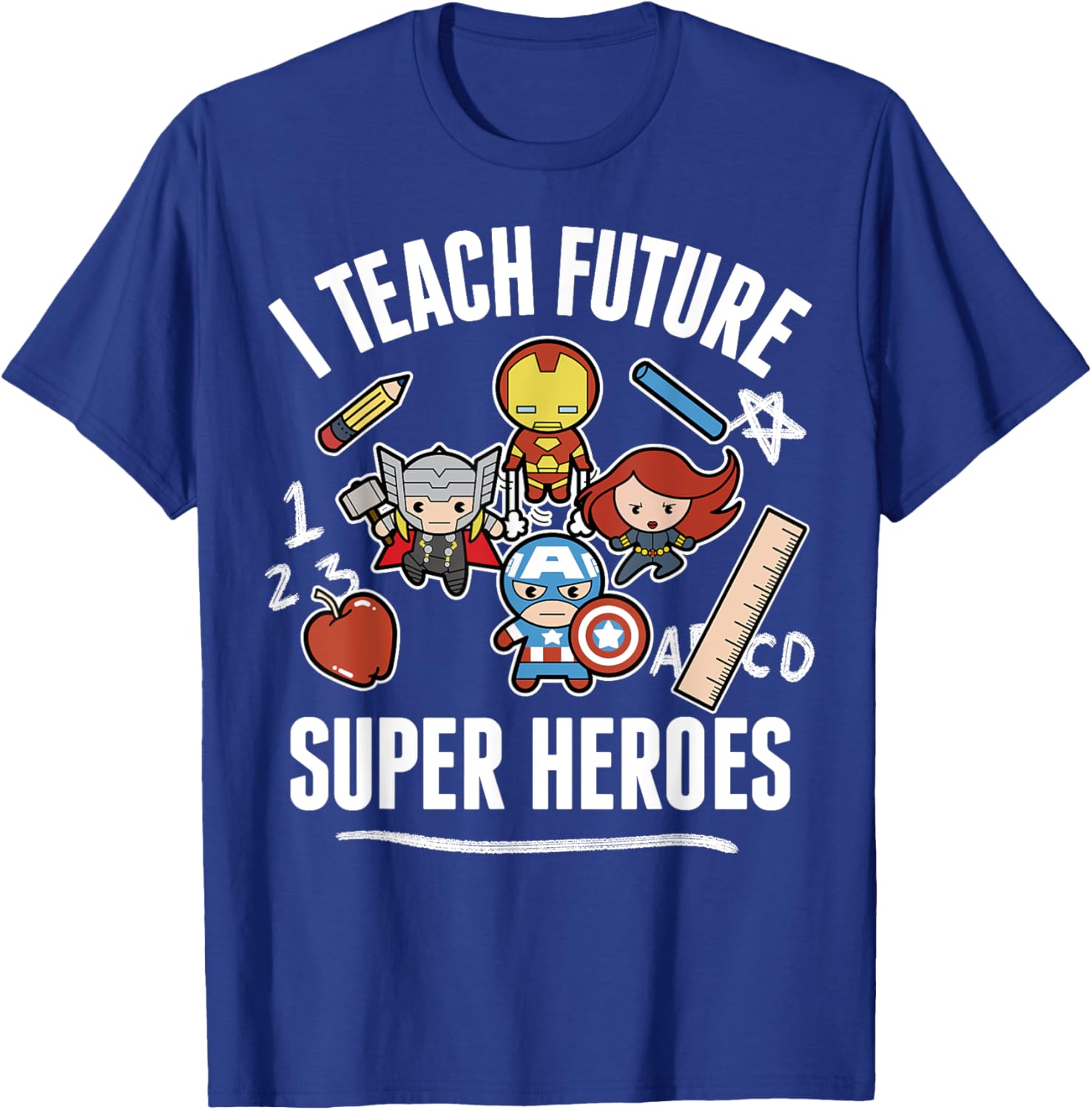 Marvel Avengers Classic I Teach Super Heroes Graphic T-Shirt for Fans - 5