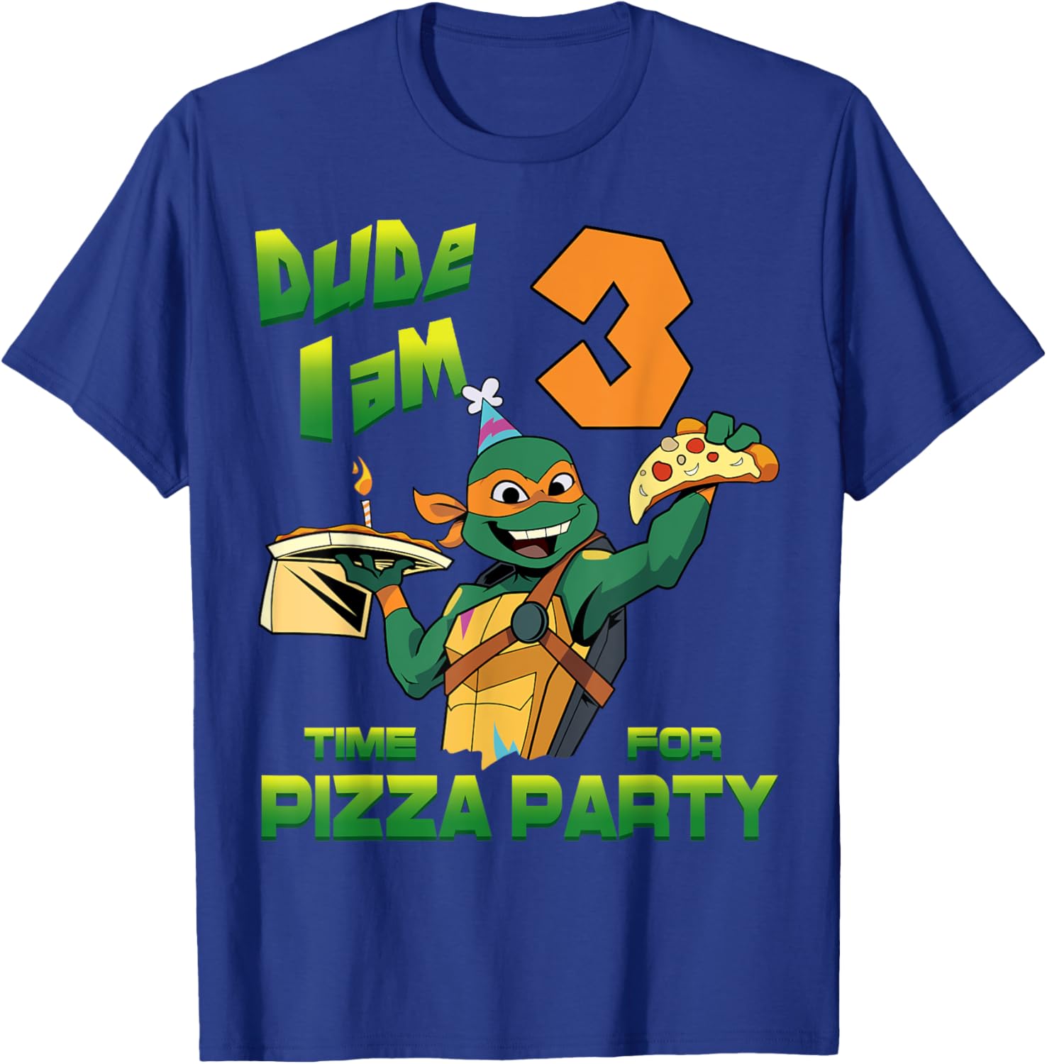 Mademark Teenage Mutant Ninja Turtles Mikey 3rd Birthday Pizza T-Shirt - 14