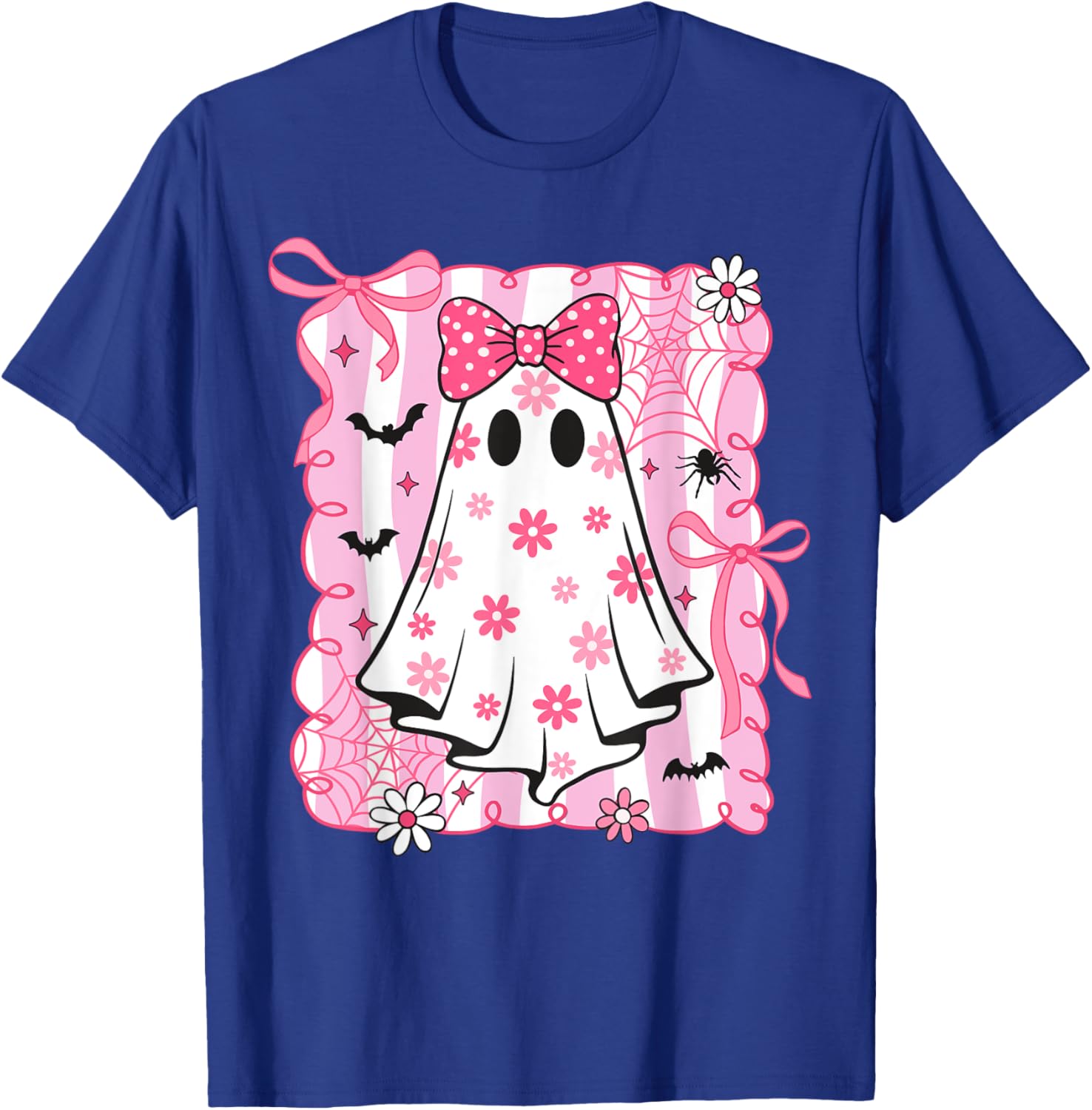 Spooky Vibes Pink Ghost T-Shirt for Women and Kids - Perfect Halloween Style - 1