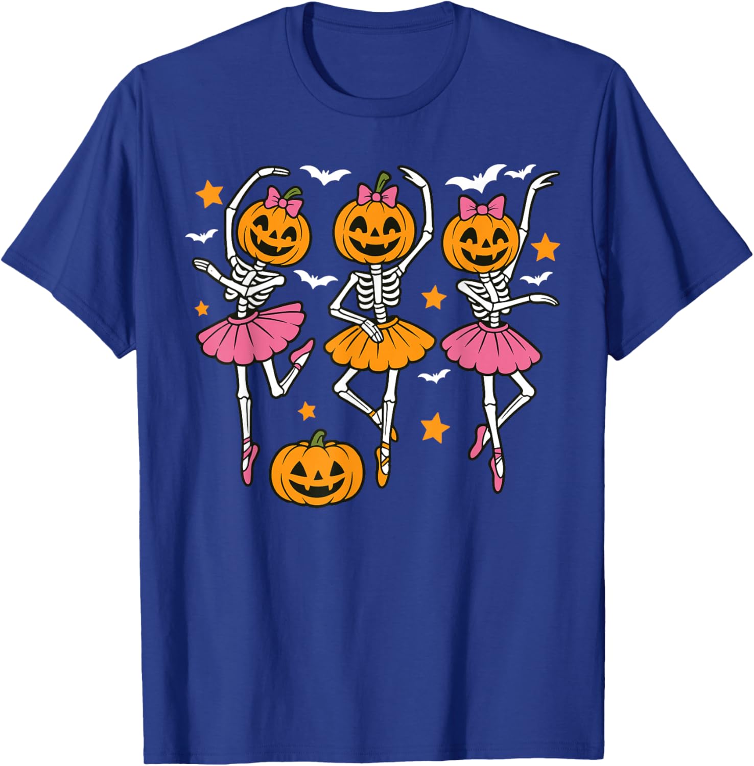 Cute Girls Halloween Ballet Skeleton Pumpkin T-Shirt for Festive Fun - 14