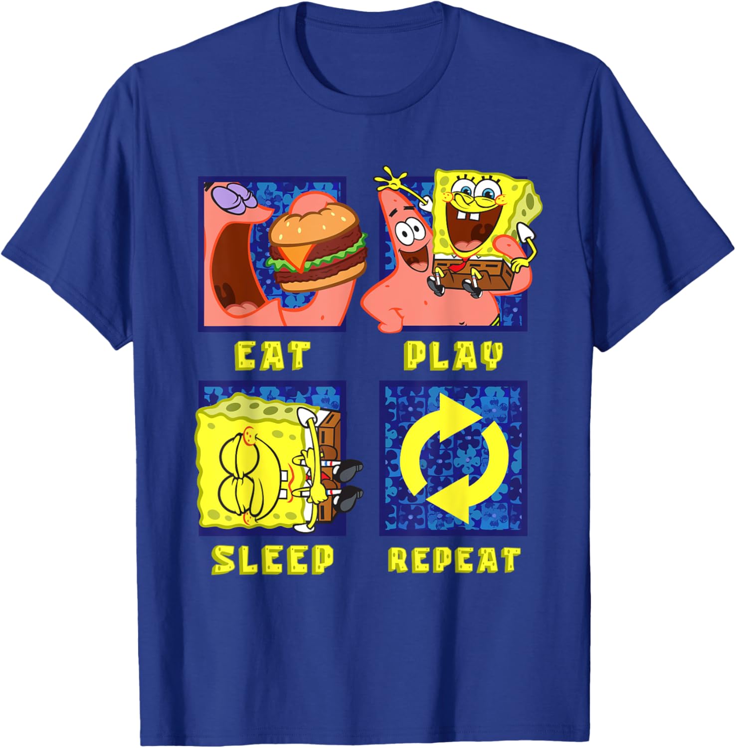 Mademark SpongeBob Eat Play Sleep Repeat Funny T-Shirt for Patrick Fans - 6