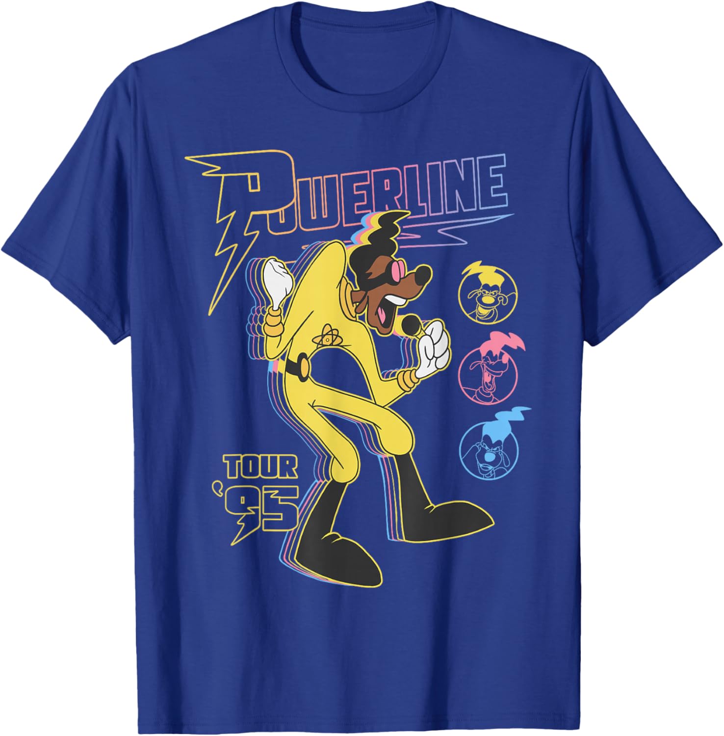 Retro Goofy Movie Powerline Tour 95 Neon Poster T-Shirt for Fans - 9