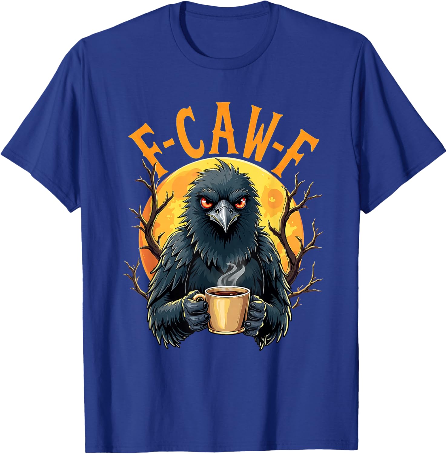 Funny Coffee Crow Gothic Raven F Caw Halloween T-Shirt for Spooky Fun - 8