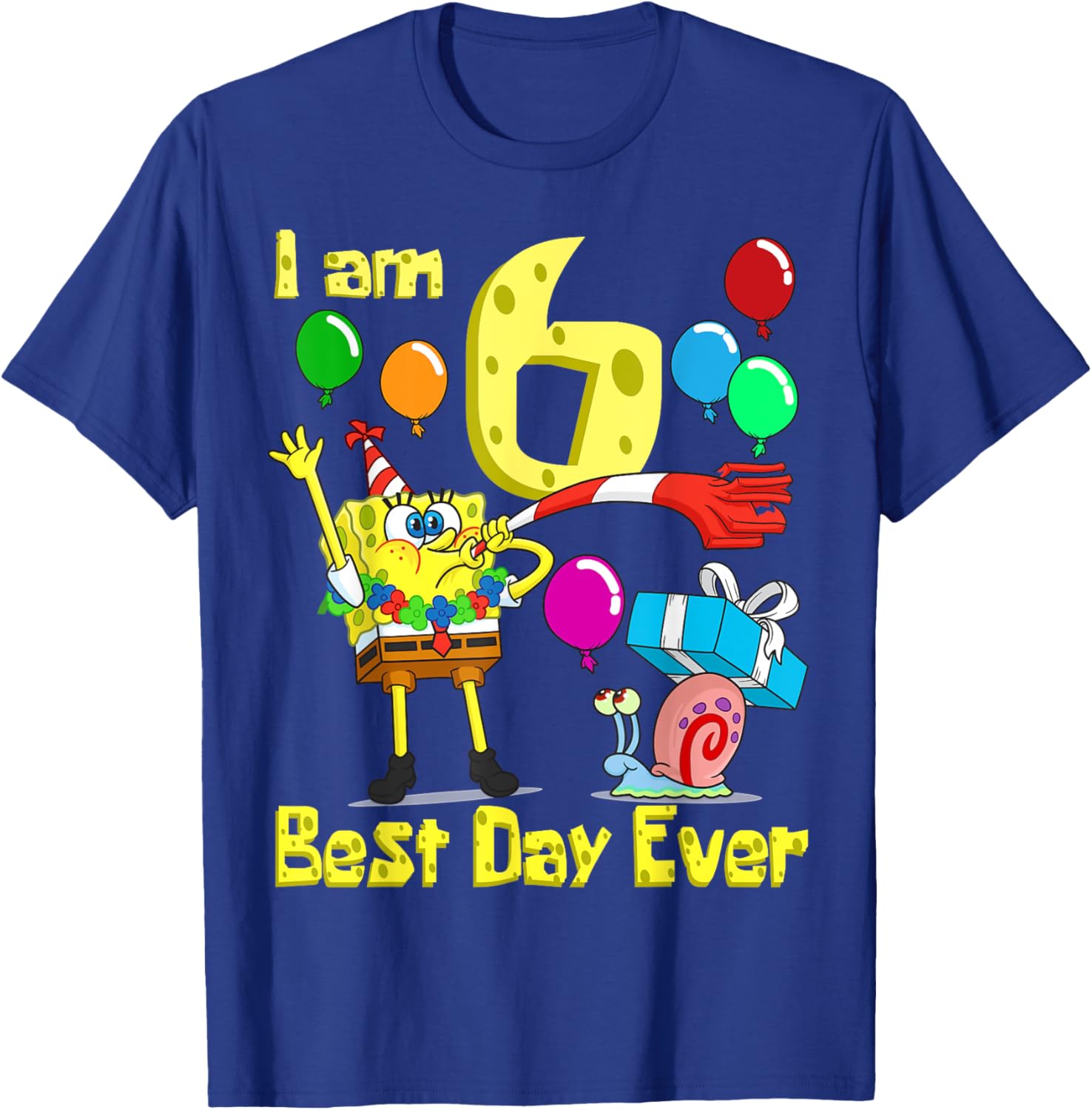 SpongeBob SquarePants Birthday T-Shirt for 6 Year Olds Fun Party Wear - 13