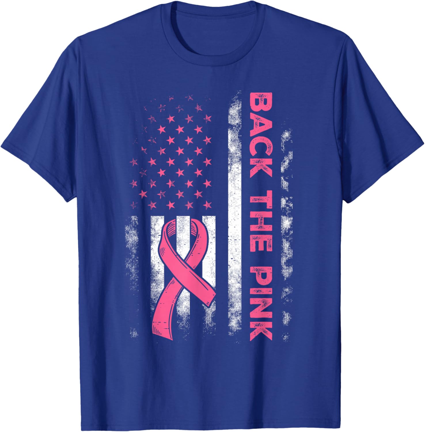 Back The Pink US Flag Breast Cancer Awareness T-Shirt for All Ages - 22