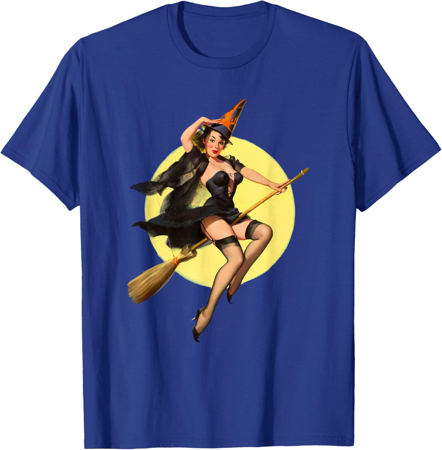 Vintage Pin Up Witch Halloween T-Shirt for Fun Spooky Style - 1