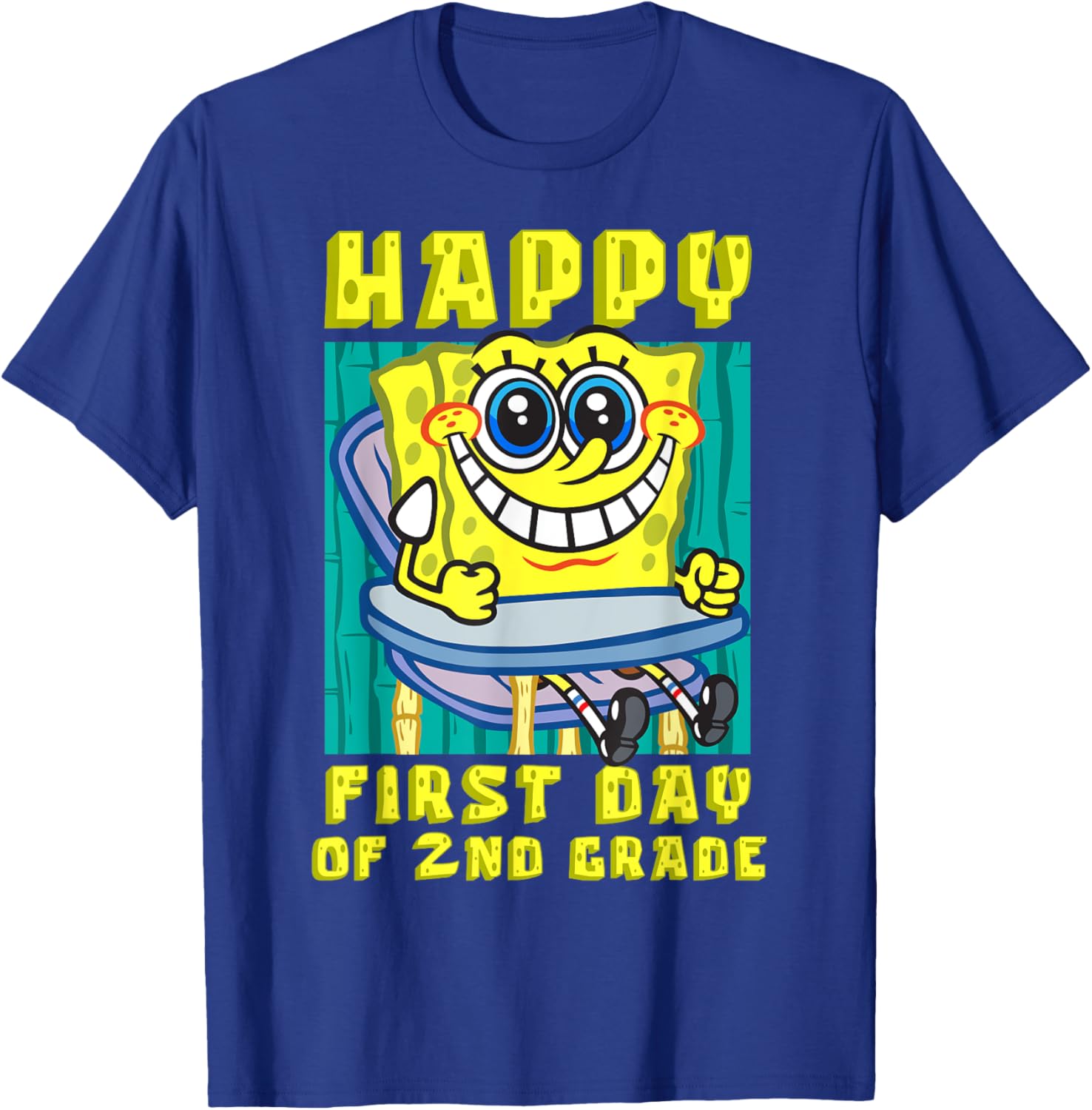 SpongeBob Happy 2nd Grade T-Shirt for Kids - Fun Back to School Clothing - 12