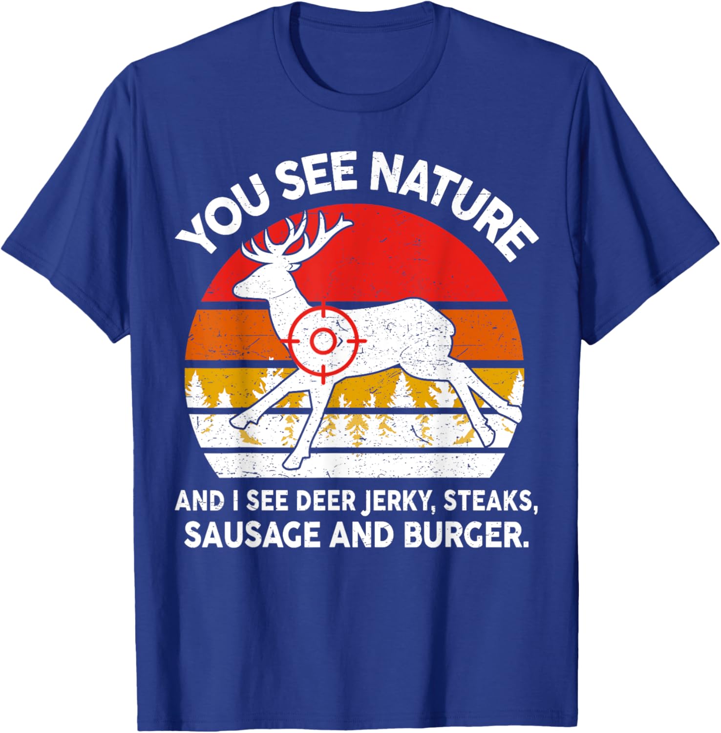 Funny Deer Hunter Dad T-Shirt See Nature I See Steaks Lightweight Tee - 2
