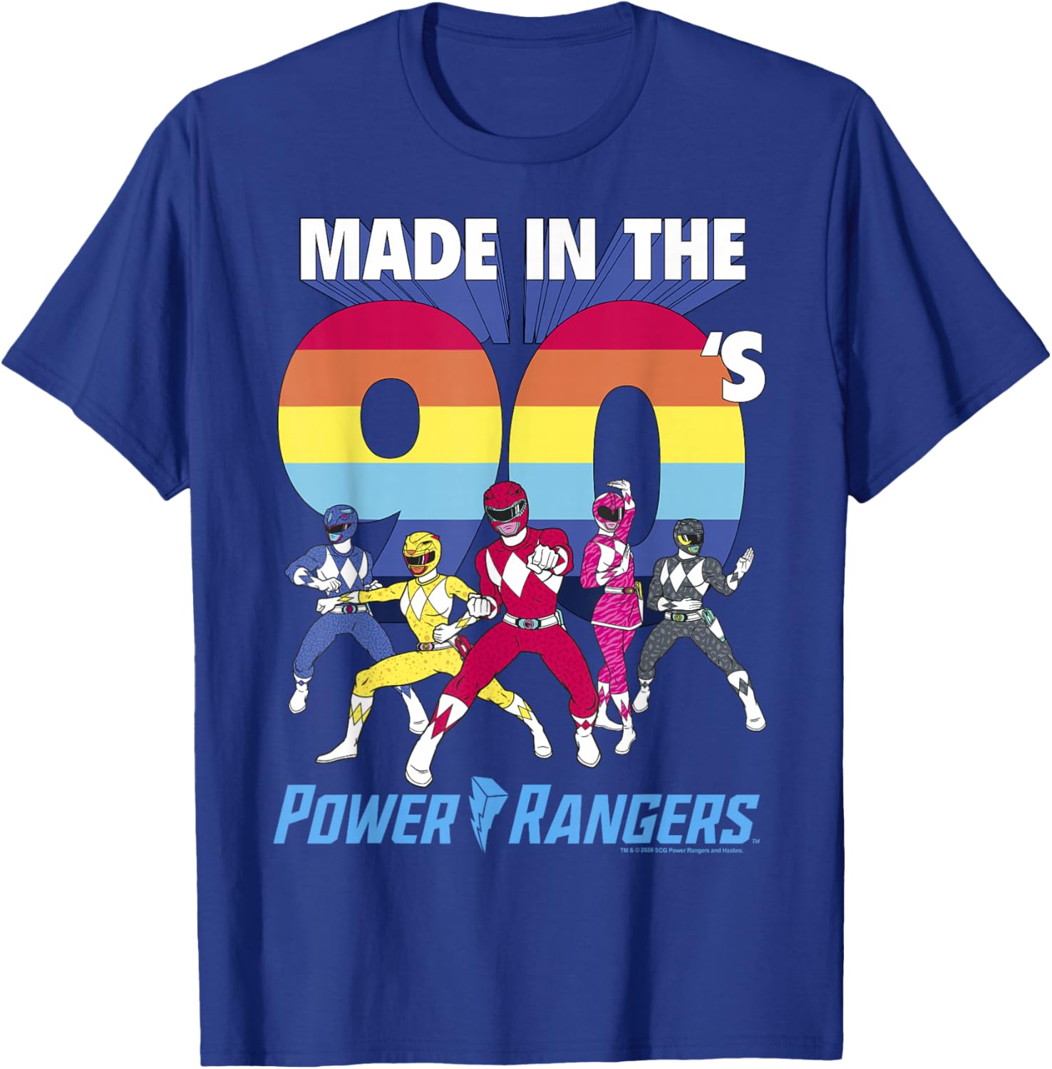 90's Power Rangers Retro Rainbow Stripe Logo T-Shirt for Fans - 1