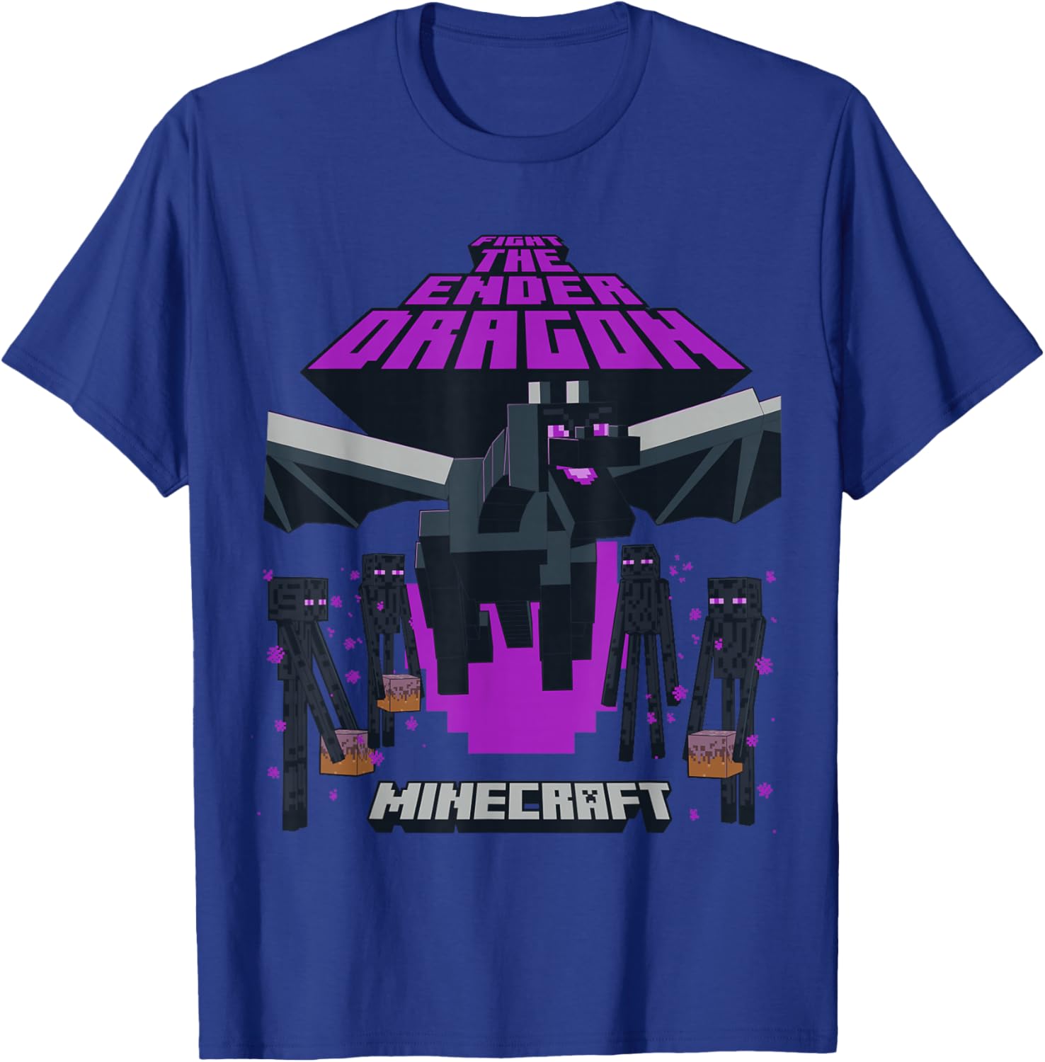 Minecraft Ender Dragon Fight T-Shirt with Endermen Design for Gamers - 6