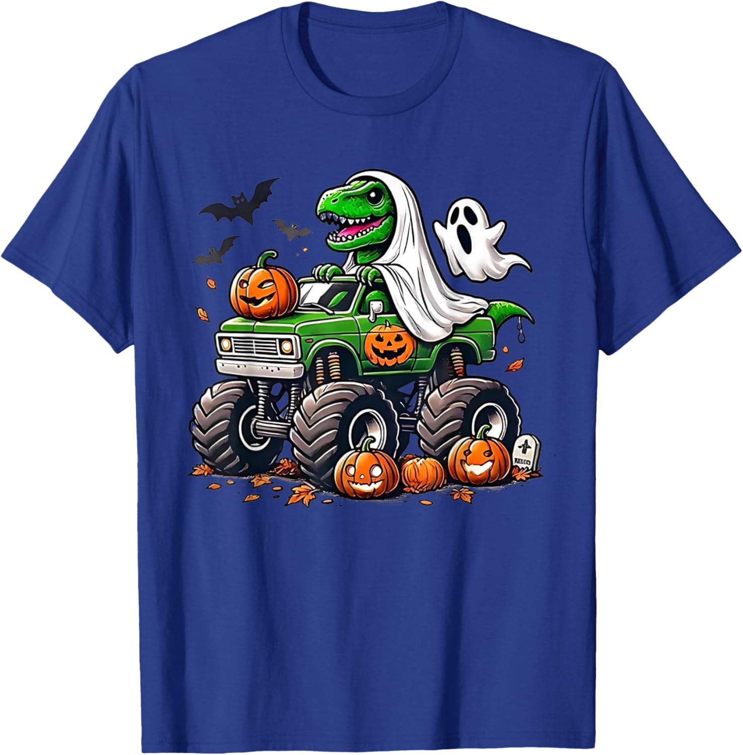 Orange Halloween Shirt for Boys Toddler Featuring Ghost and T Rex Design - 2