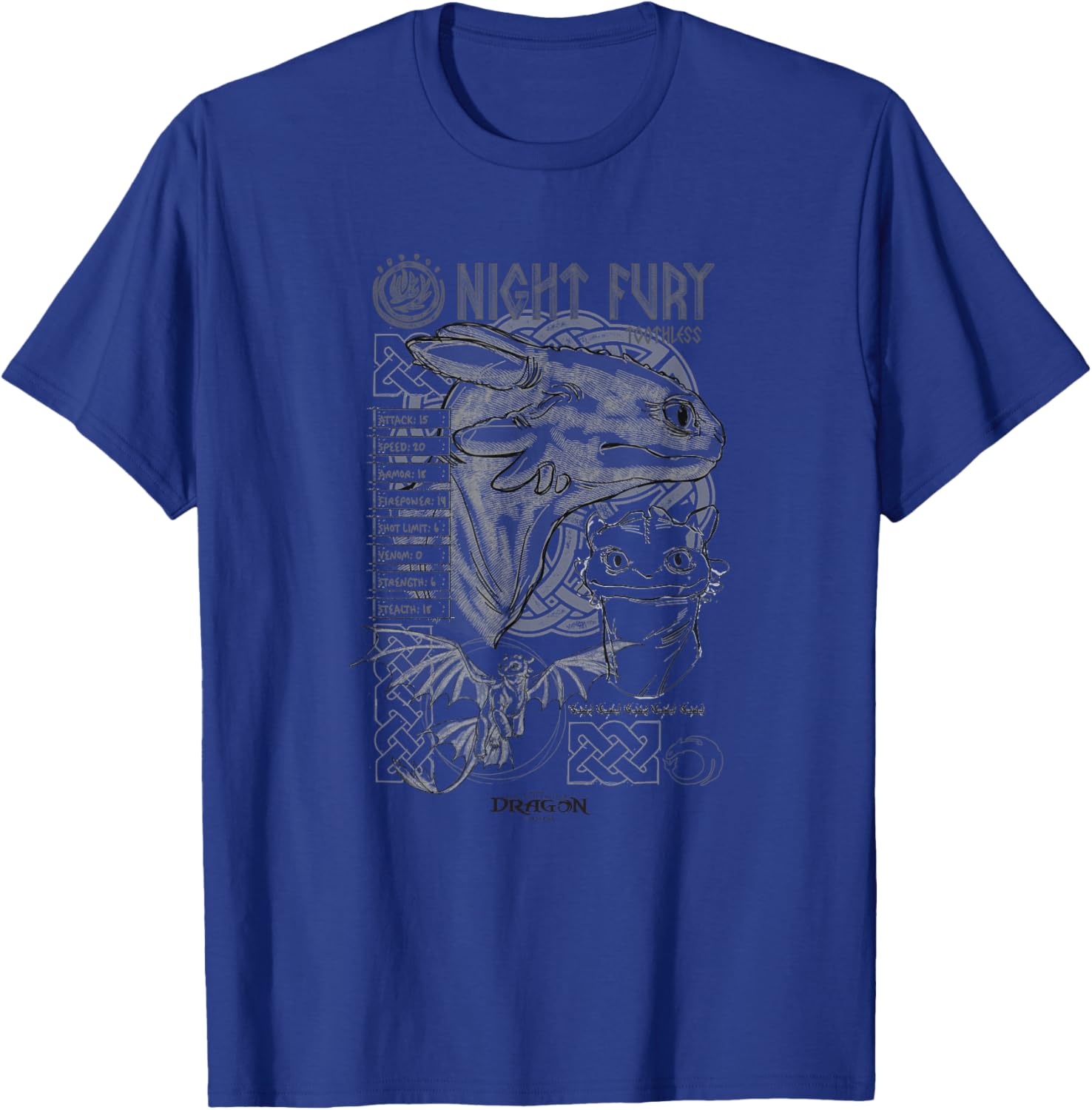 DreamWorks Dragons Toothless Night Fury Sketch T-Shirt for Fans - 16