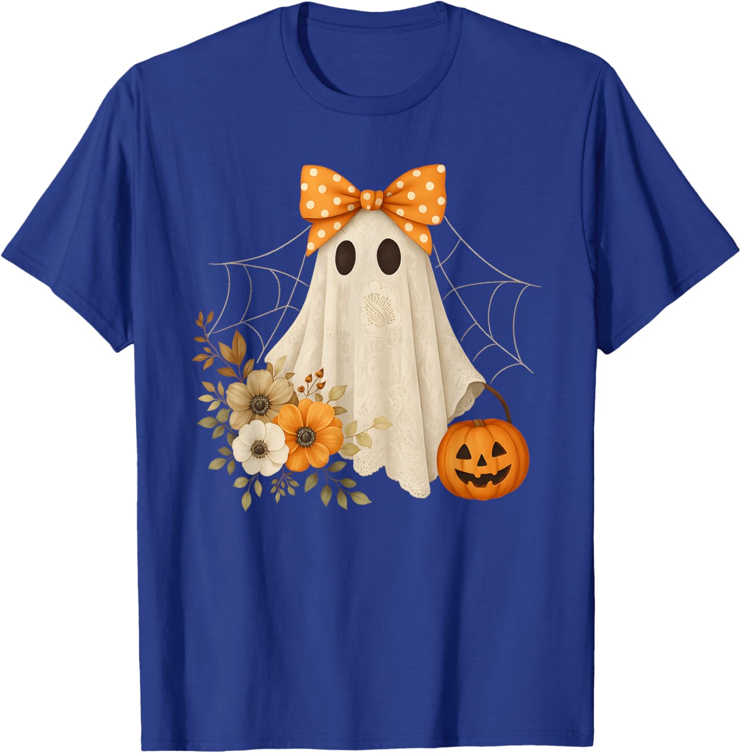 Coquette Ghost Halloween Flower Lace T-Shirt for a Spooky Look - 15