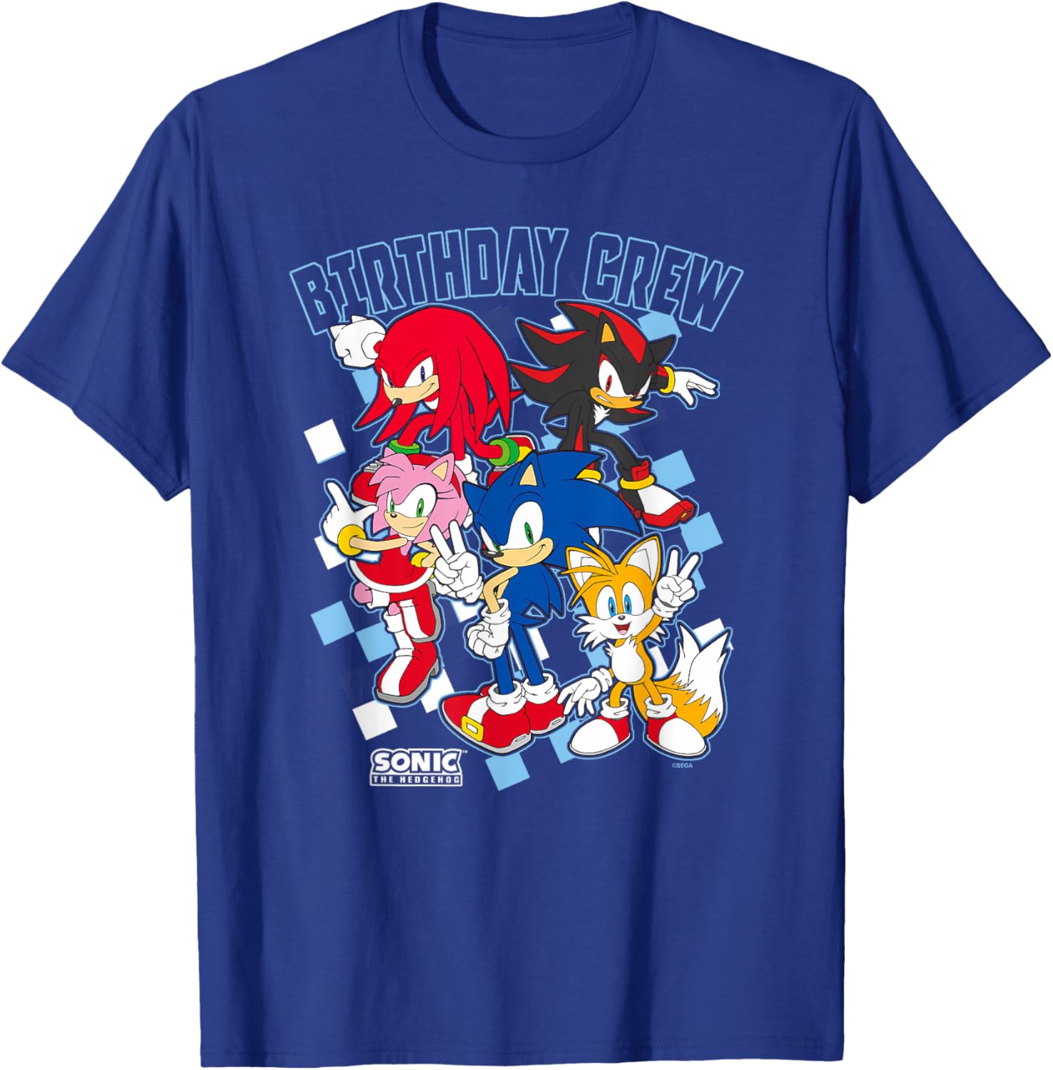 Sonic the Hedgehog Birthday Group Shot Big Logo T-Shirt for Fans - 1
