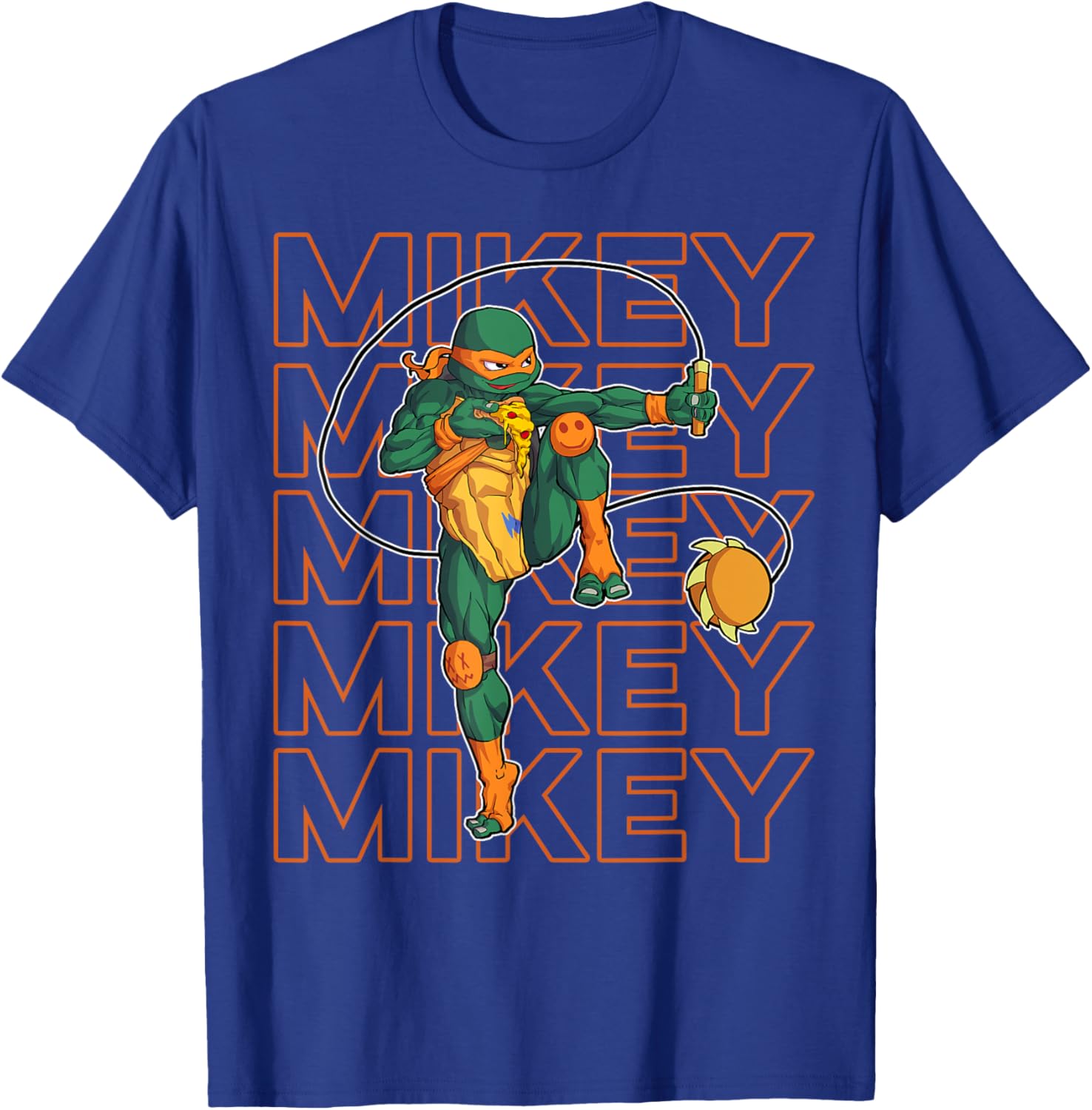 Mademark Ninja Turtles Michelangelo Kusari Fundo Pizza T-Shirt for Fans - 3