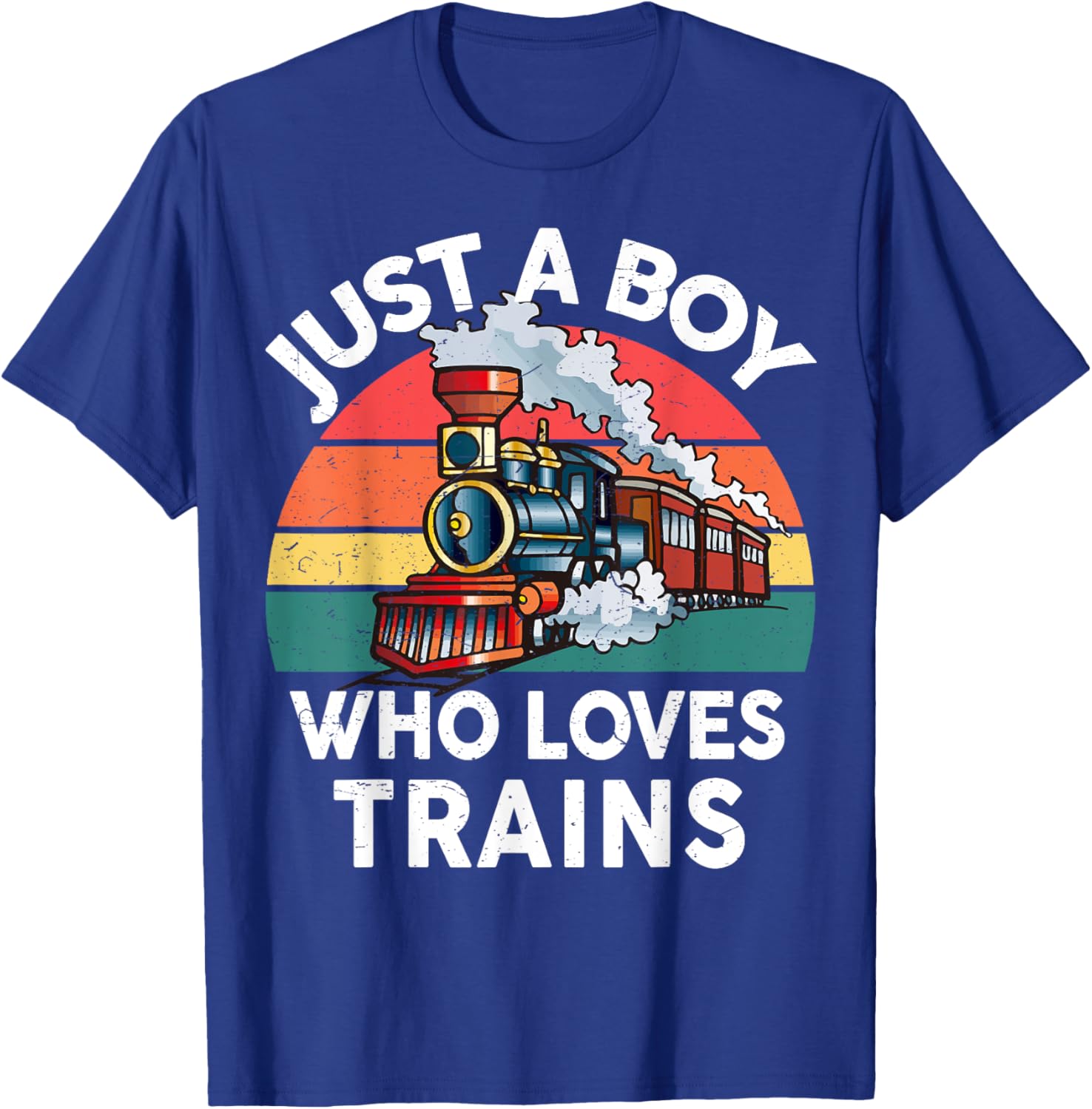 Funny Kids Train Lover T-Shirt Just A Boy Who Loves Trains Graphic Tee - 24