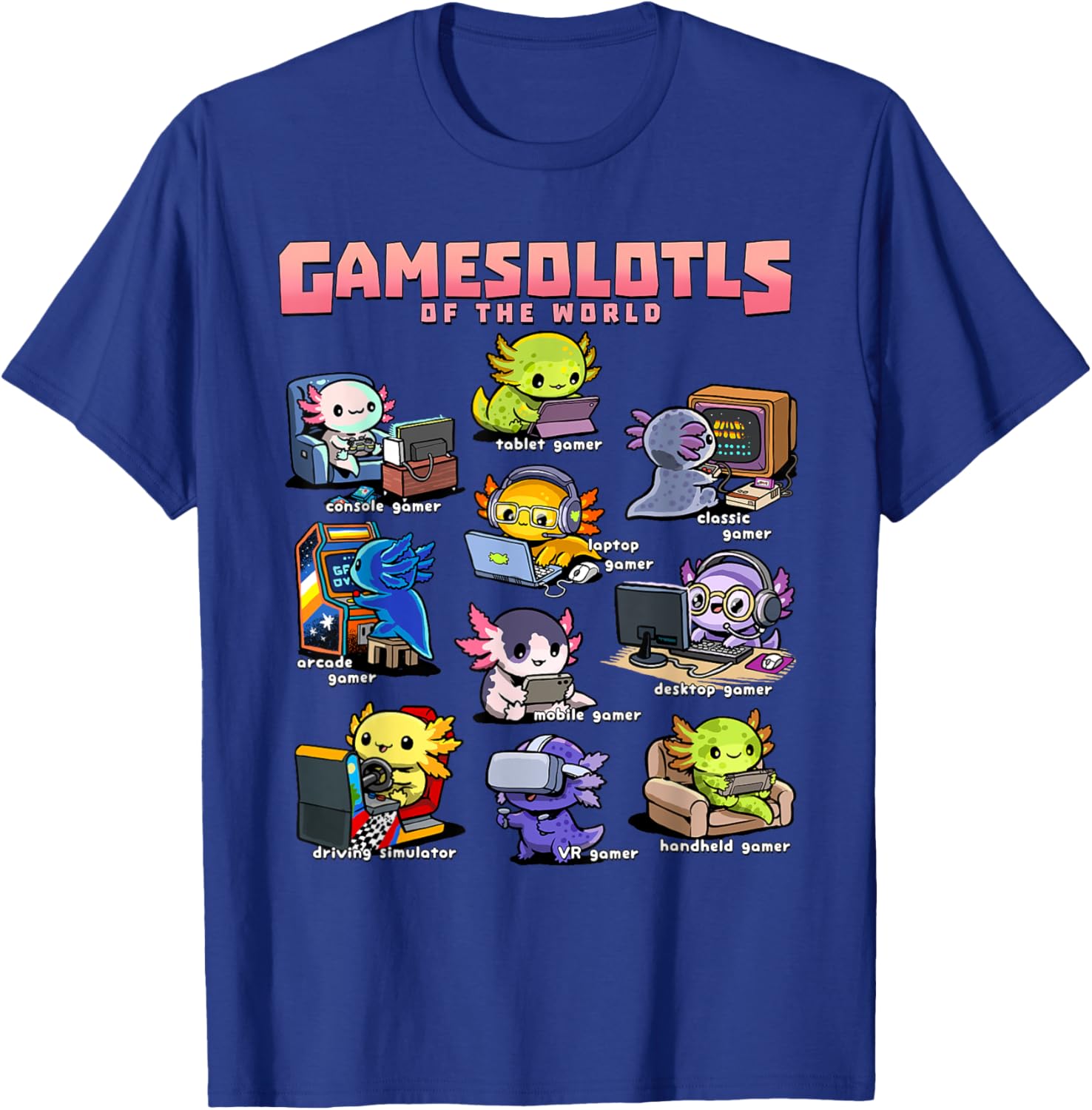 Diverse Gamer Axolotl Collection T-Shirt for Fun Game Lovers - 19