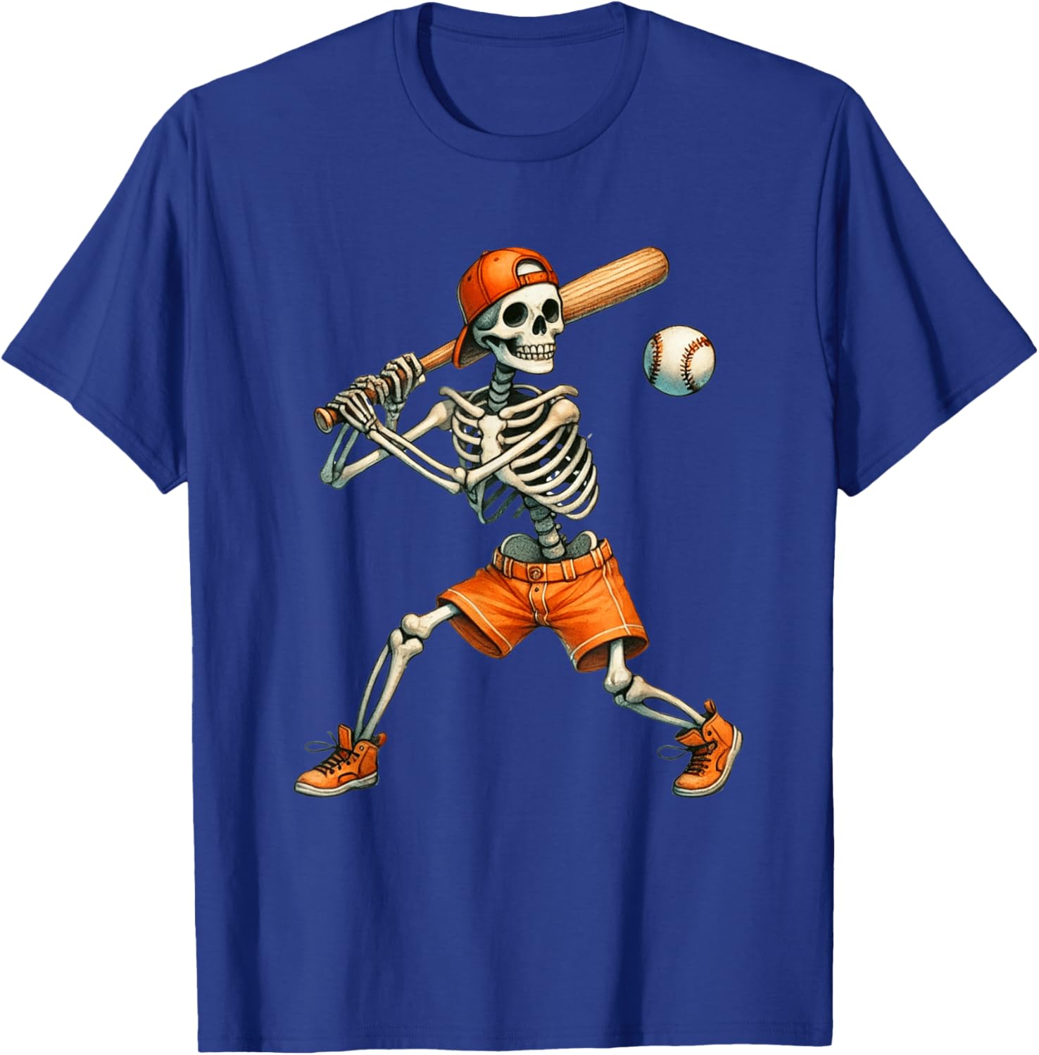 Funny Skeleton Baseball T-Shirt for Halloween Fun - Boys and Men Sizes - 7