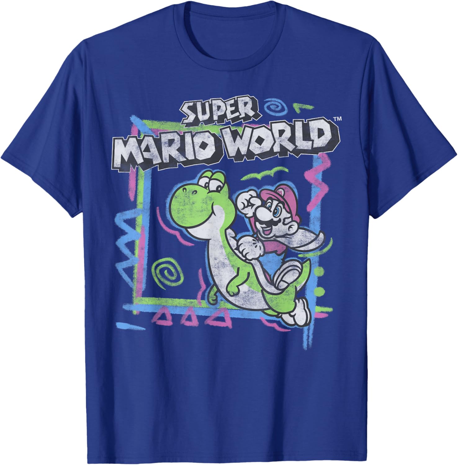 Retro Super Mario World Neon Yoshi Ride T-Shirt for Gamers and Fans - 6