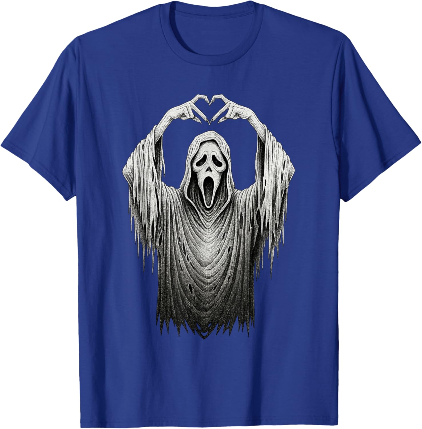 Vintage Ghost Face Heart Sign T-Shirt for Halloween Lovers - 28