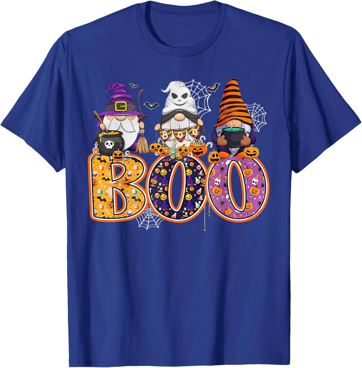 Funny Halloween Gnome T-Shirt with Boo Witch Pumpkins and Spiders - 20