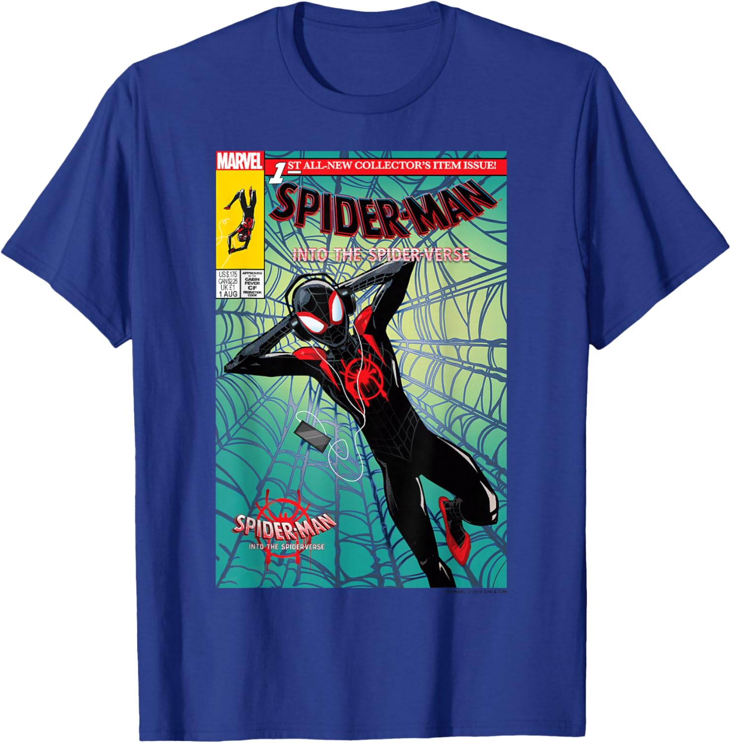 Classic Marvel Spider-Man Crew Neck T-Shirt Black 100% Cotton for Fans - 13