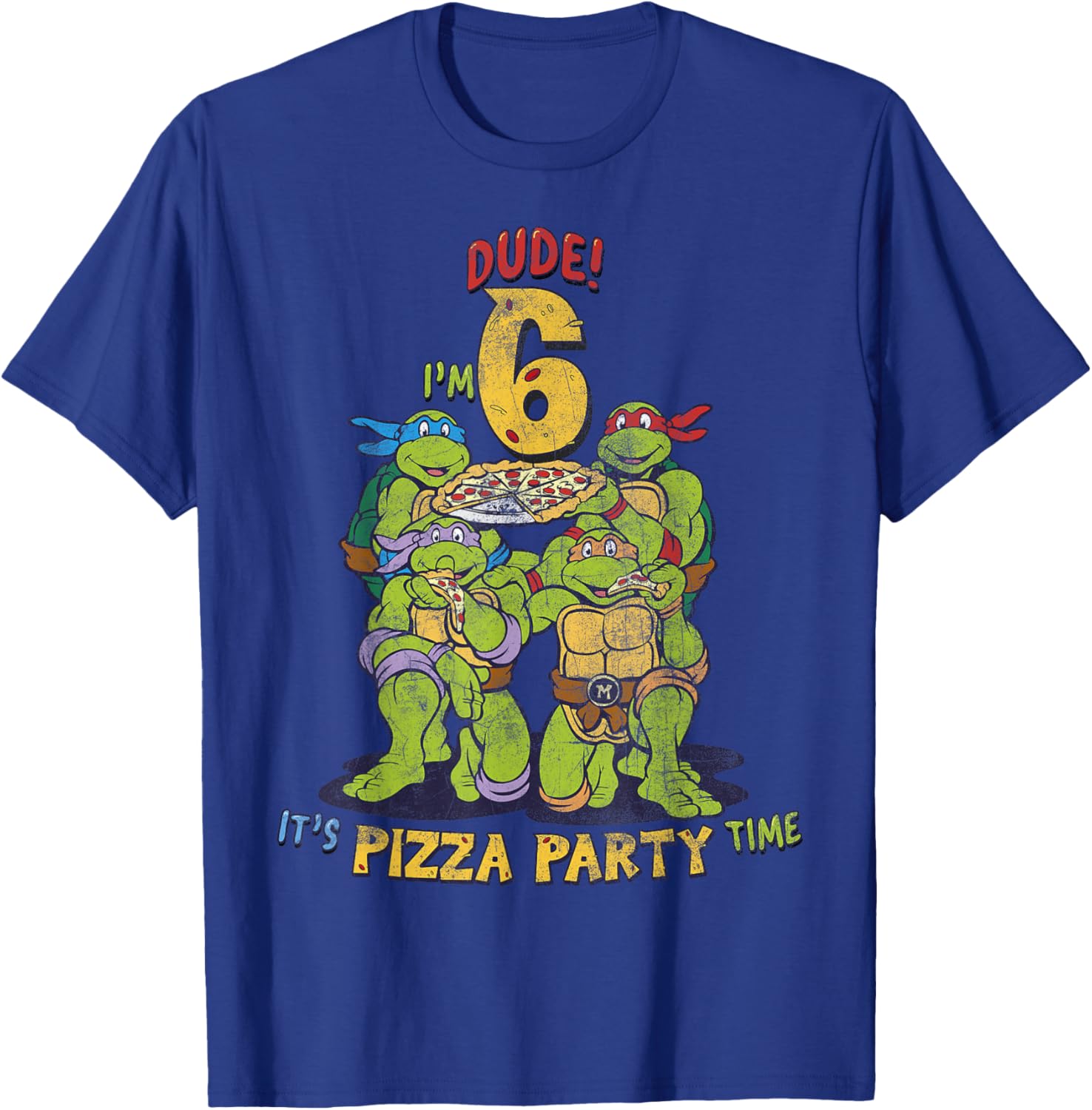 Cool TMNT I'm 6 Dude Pizza Birthday Party T-Shirt for Kids - 8