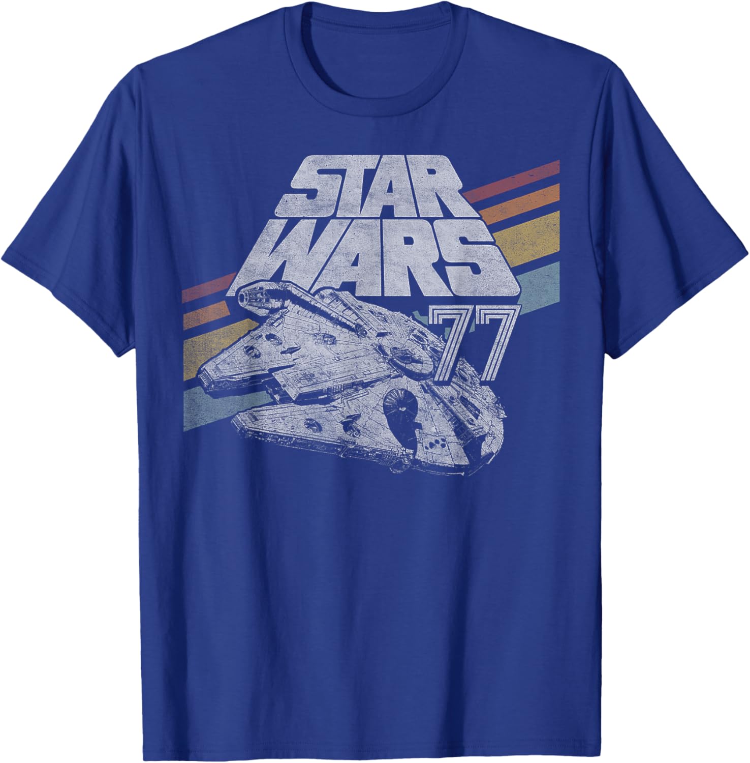 Retro Star Wars Millennium Falcon T-Shirt with Diagonal Stripes for Fans - 1