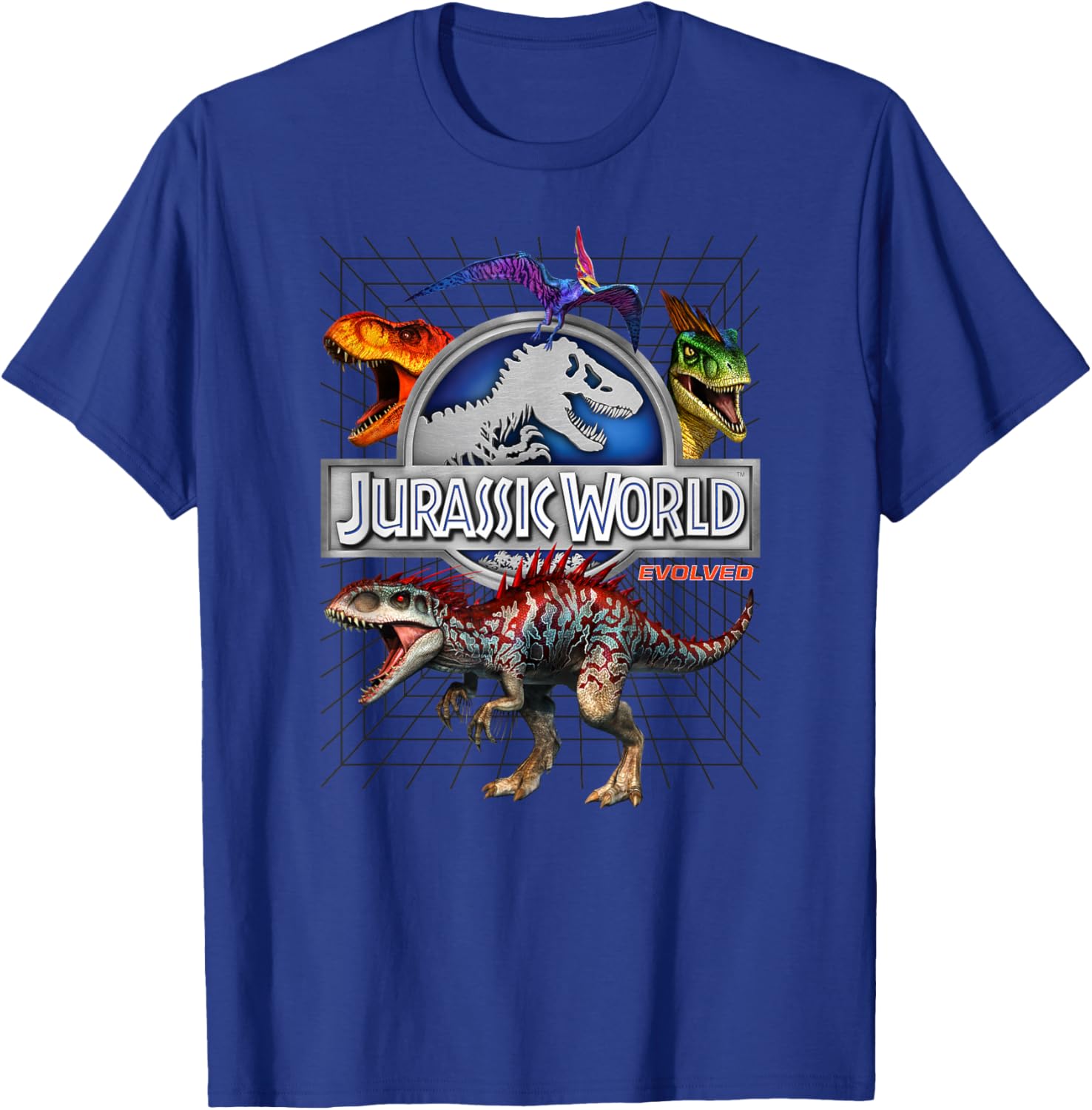 Jurassic World Evolved T-Rex Dino Grid T-Shirt for Kids and Adults - 8