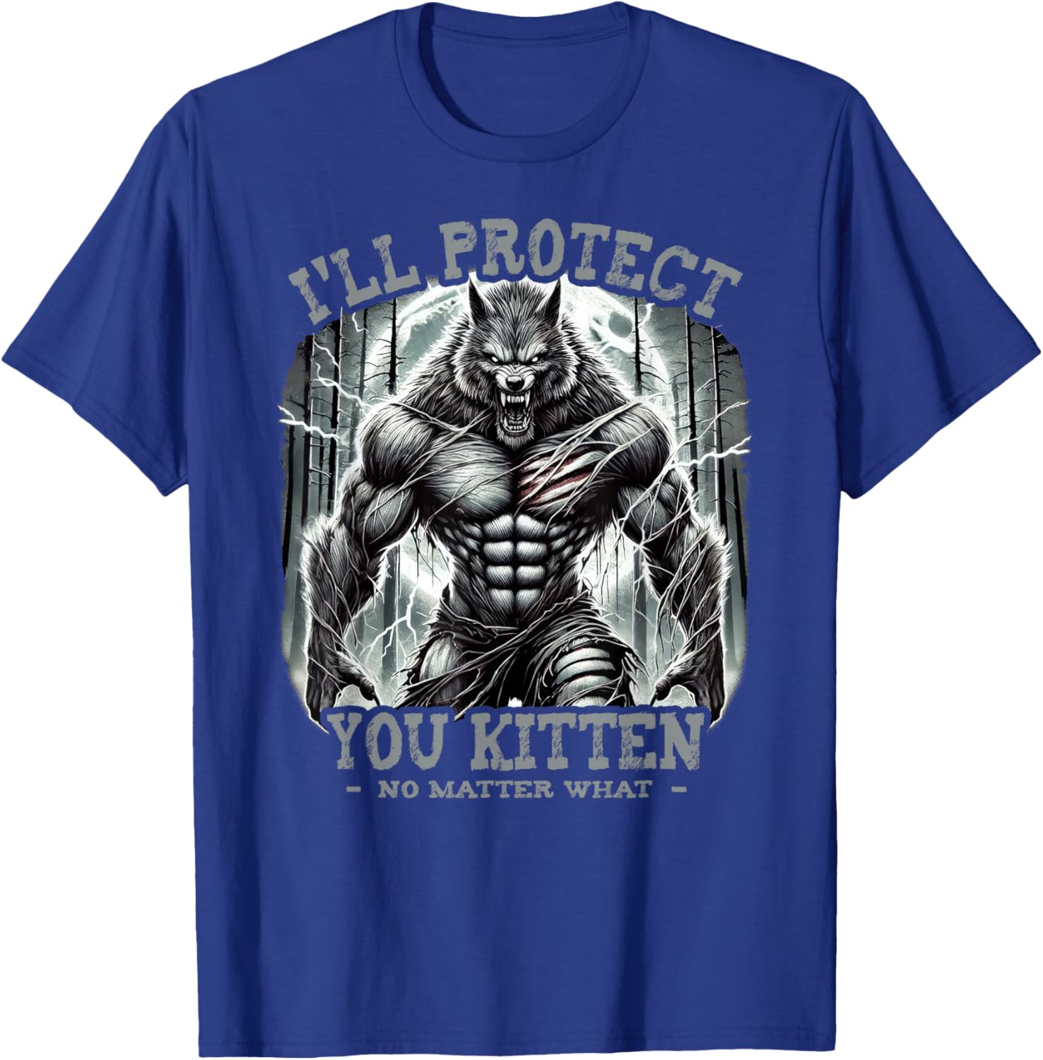 Funny Graphic Tee I'll Protect You Kitten Alpha Wolf T-Shirt for Pet Lovers - 3