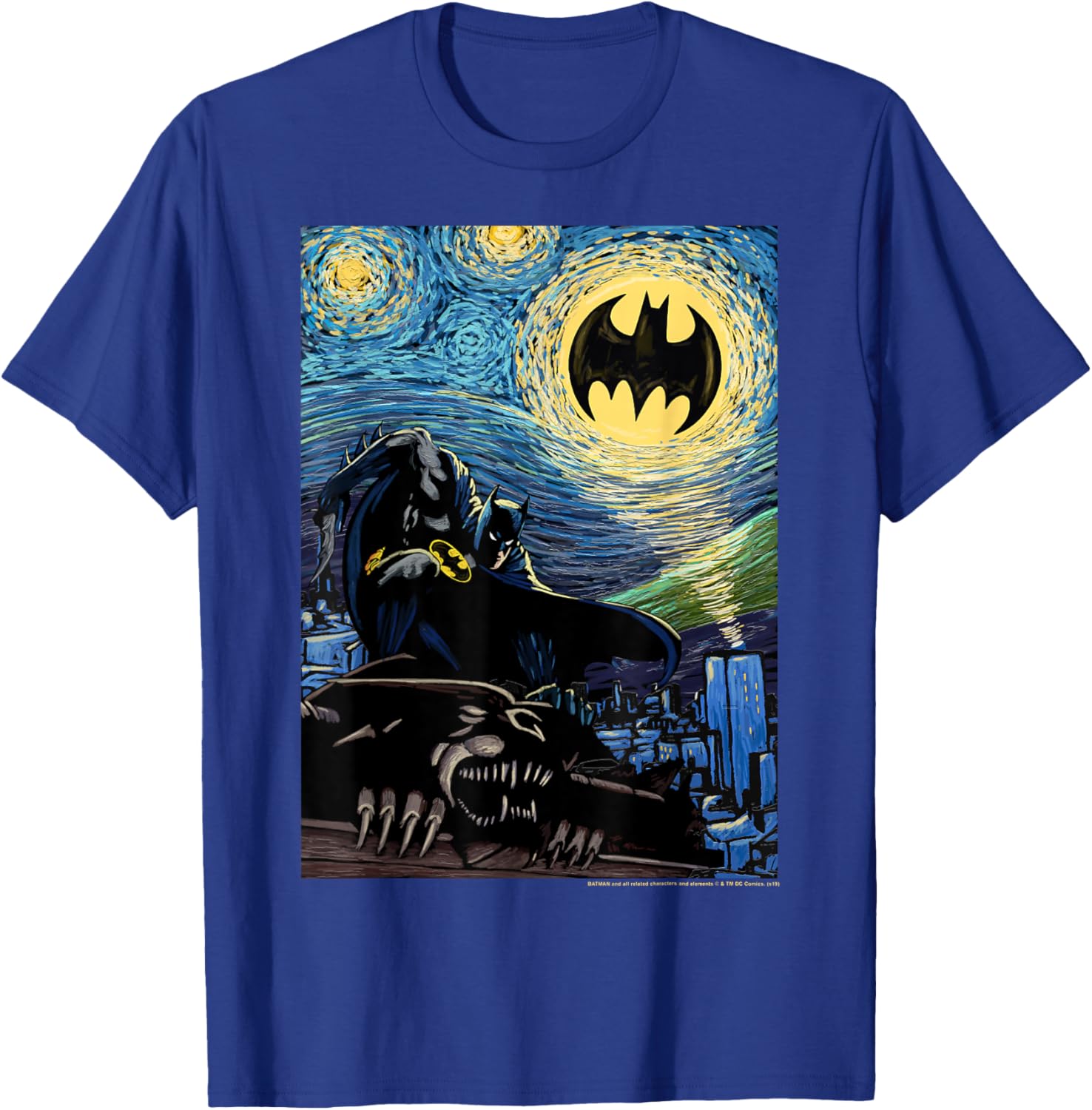 DC Comics Batman Starry Night Style Poster T-Shirt for Fans and Collectors - 12