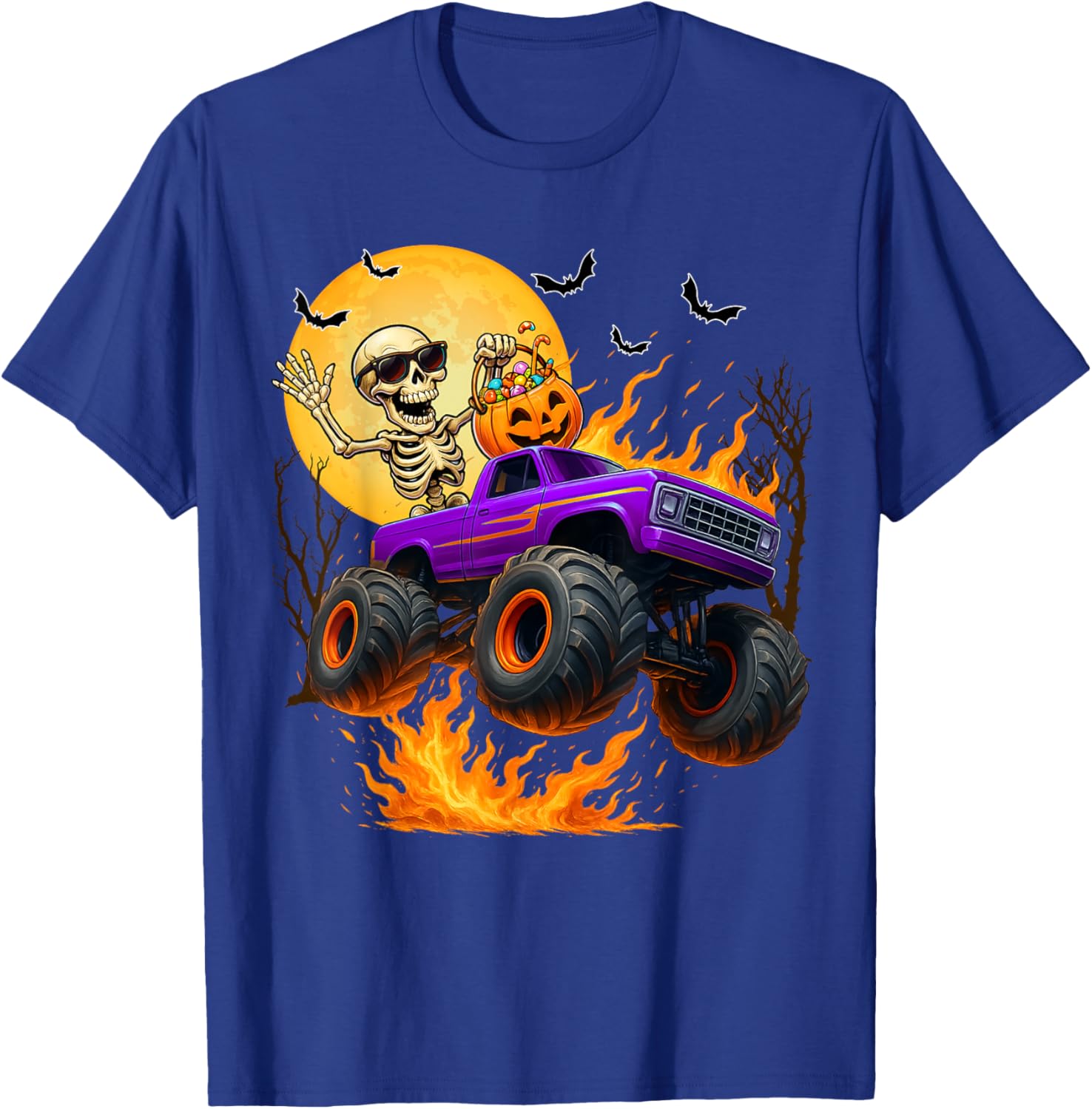 Spooky Skeleton Monster Truck Halloween T-Shirt for Boys Fun Outfit - 3