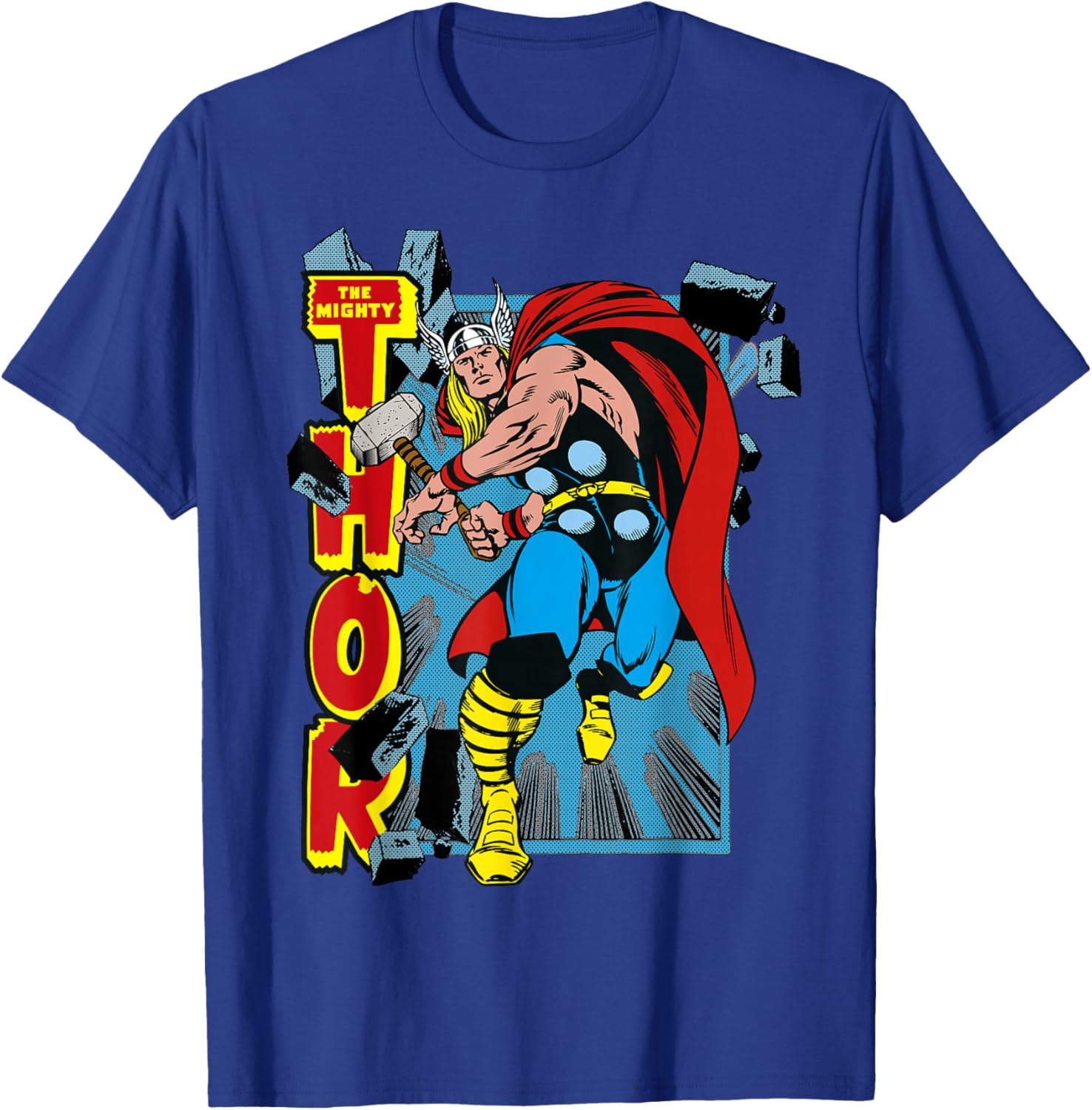 Marvel Classic The Mighty Thor Break Through Poster T-Shirt for Fans - 1