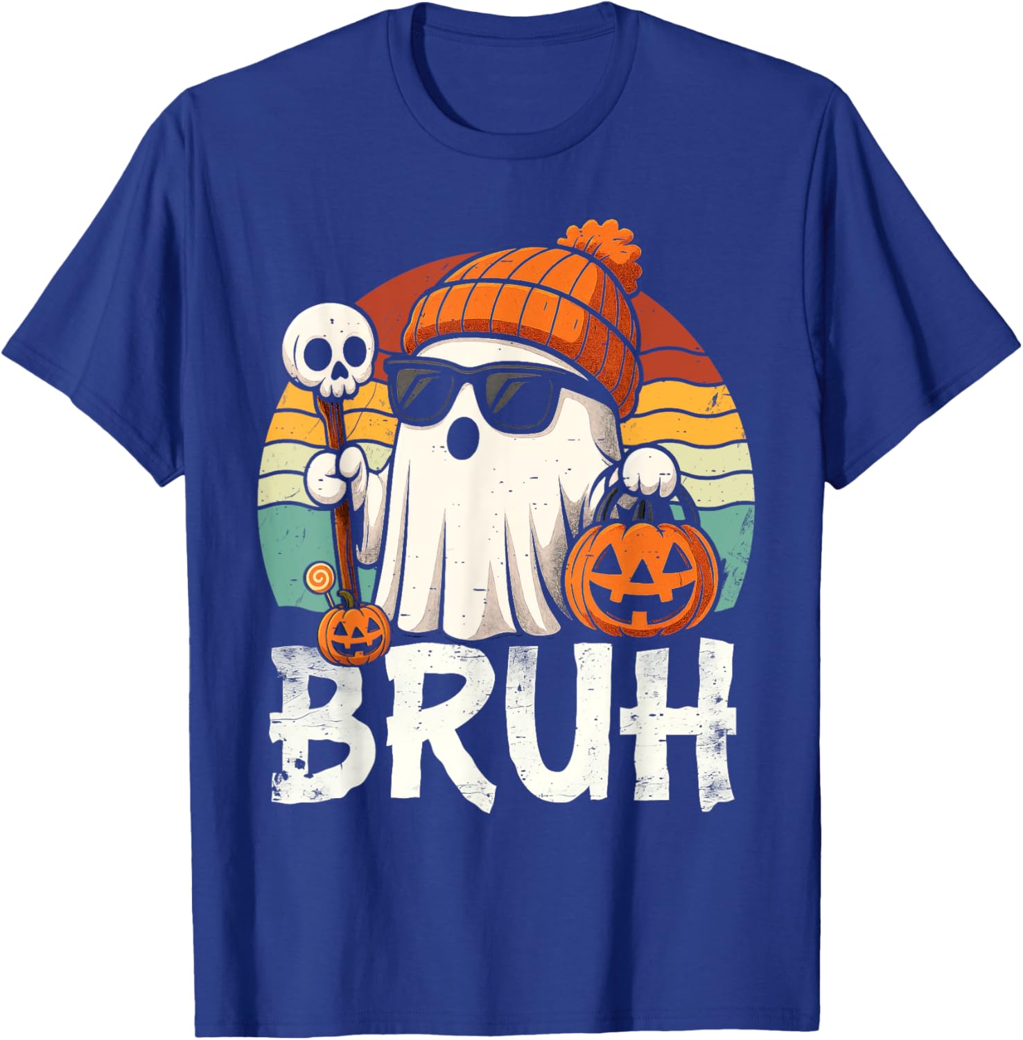 Cute Bruh Ghost Trick or Treat Kids T-Shirt for Halloween Fun - 3