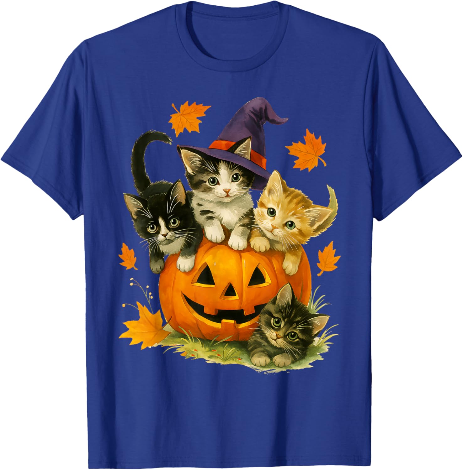 Cute Cat Pumpkin Halloween Vintage T-Shirt for Spooky Season Fun - 5