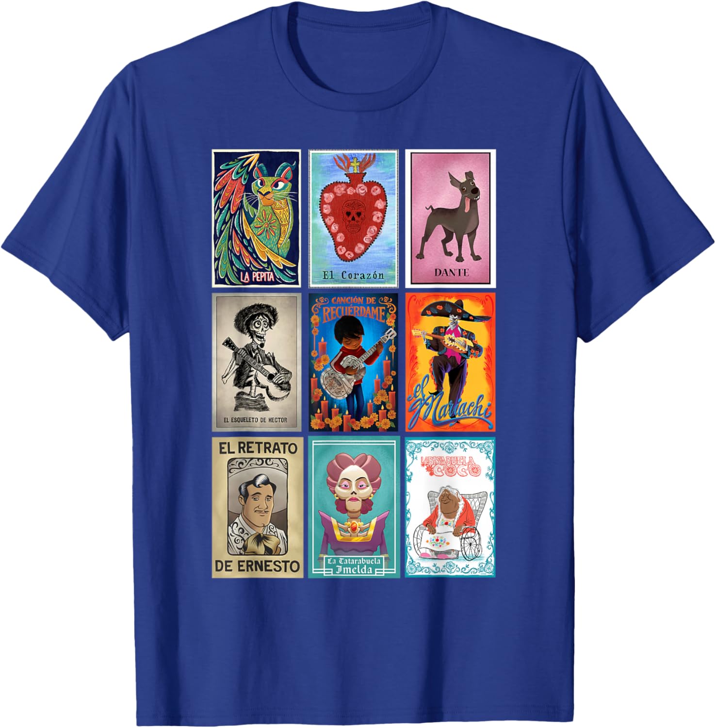 Disney Pixar Coco Vintage Loteria Cards T-Shirt for Fun and Style - 6