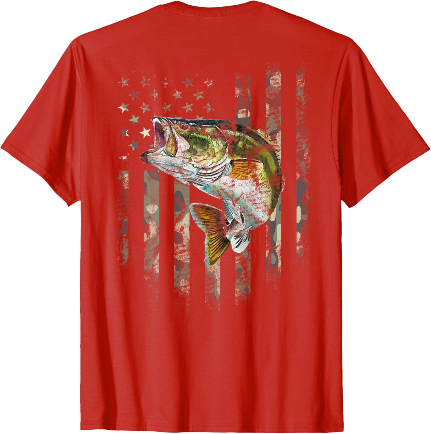 American Flag Camo Bass Fishing T-Shirt for Outdoor Enthusiasts - 7