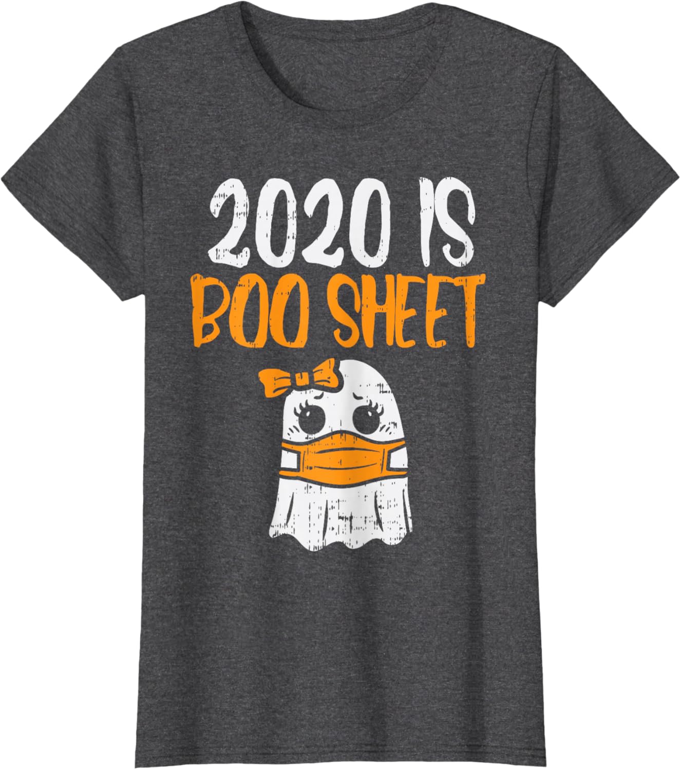 Cute Boo Sheet Ghost in Mask Halloween T-Shirt for Quarantine Fun - 2