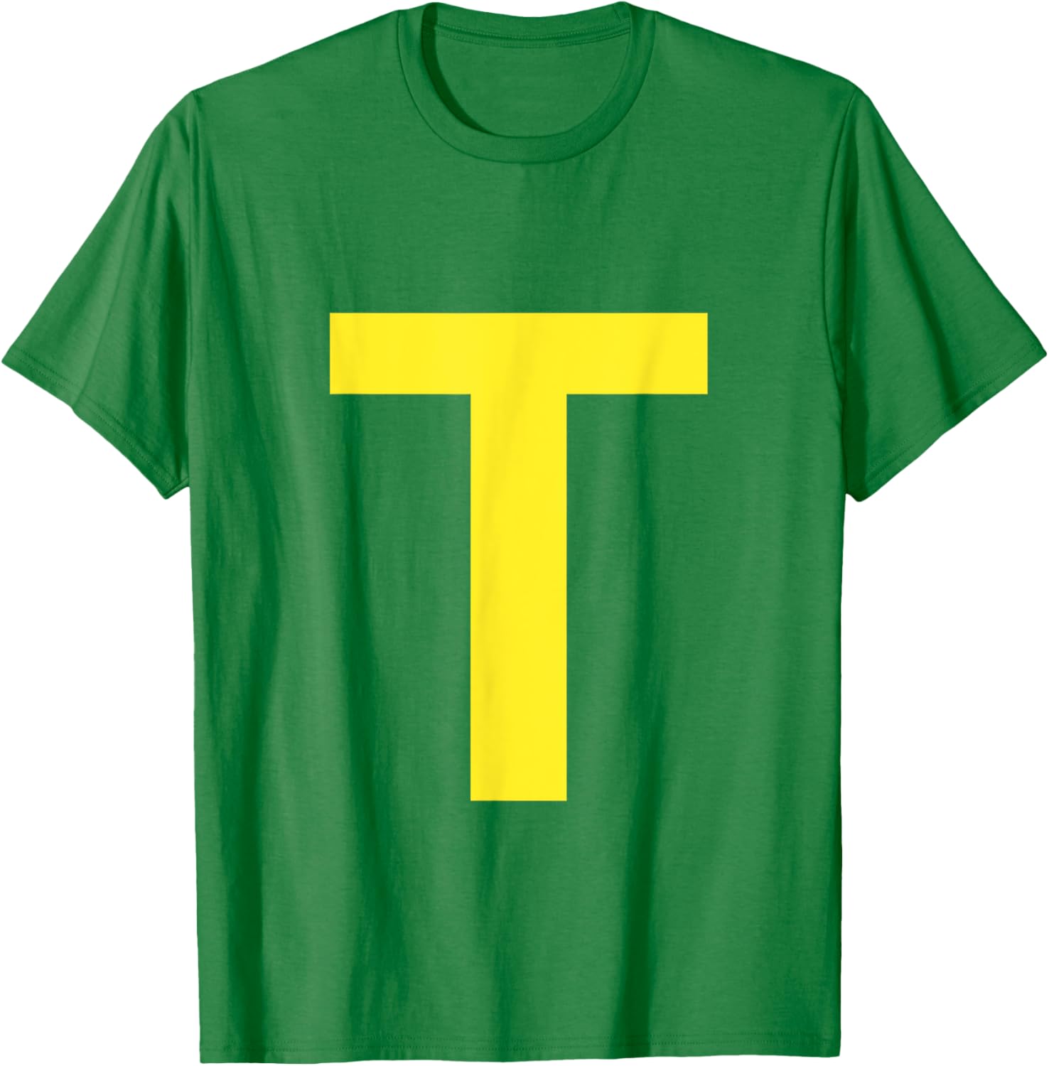 Yellow Letter T on Green Halloween Party T-Shirt for Fun Celebrations - 1